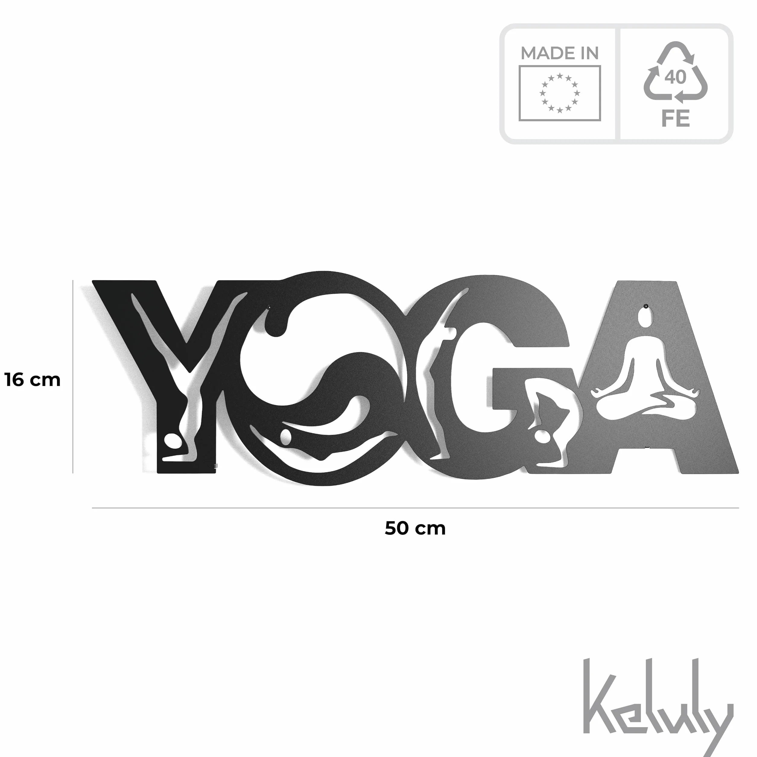 Słowo joga metalowa rzeźba znak sztuka ścienna dekoracja pamiątka plakat medytacja duchowość Indie prezent dla przyjaciół i par