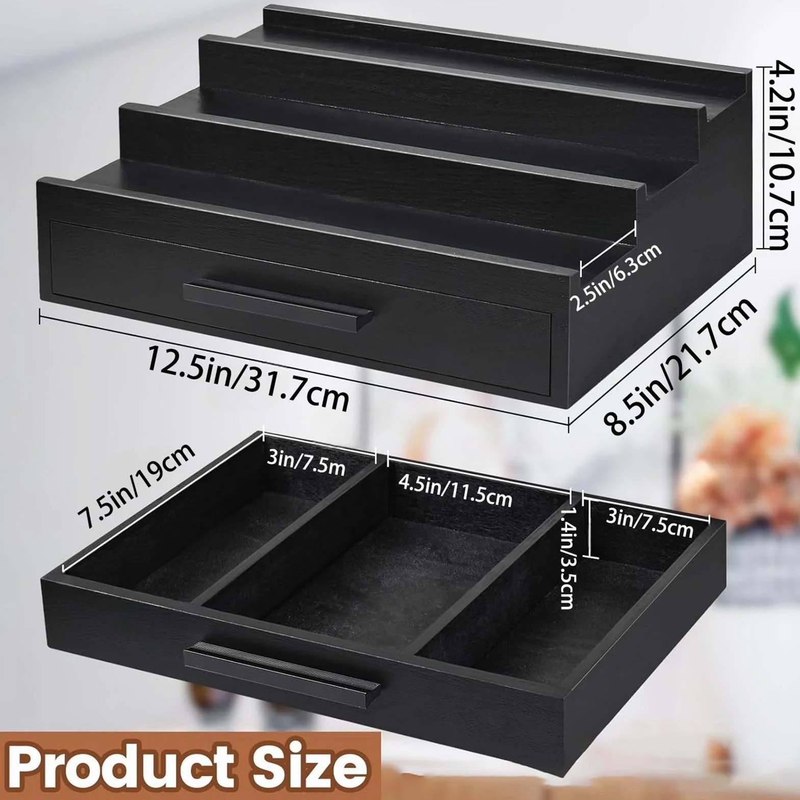 Czarny organizer na perfumy, drewniana taca na perfumy, stojak na perfumy, męski stojak na perfumy, stylowy organizer do komody, elegancka taca z czarnym wykończeniem, wielofunkcyjna taca na perfumy,