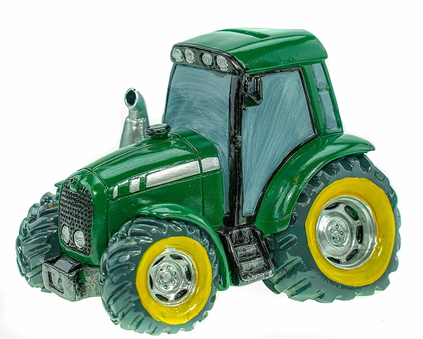 przepiękna skarbonka, skarbonka, traktor z kroplami w kolorze zielonym