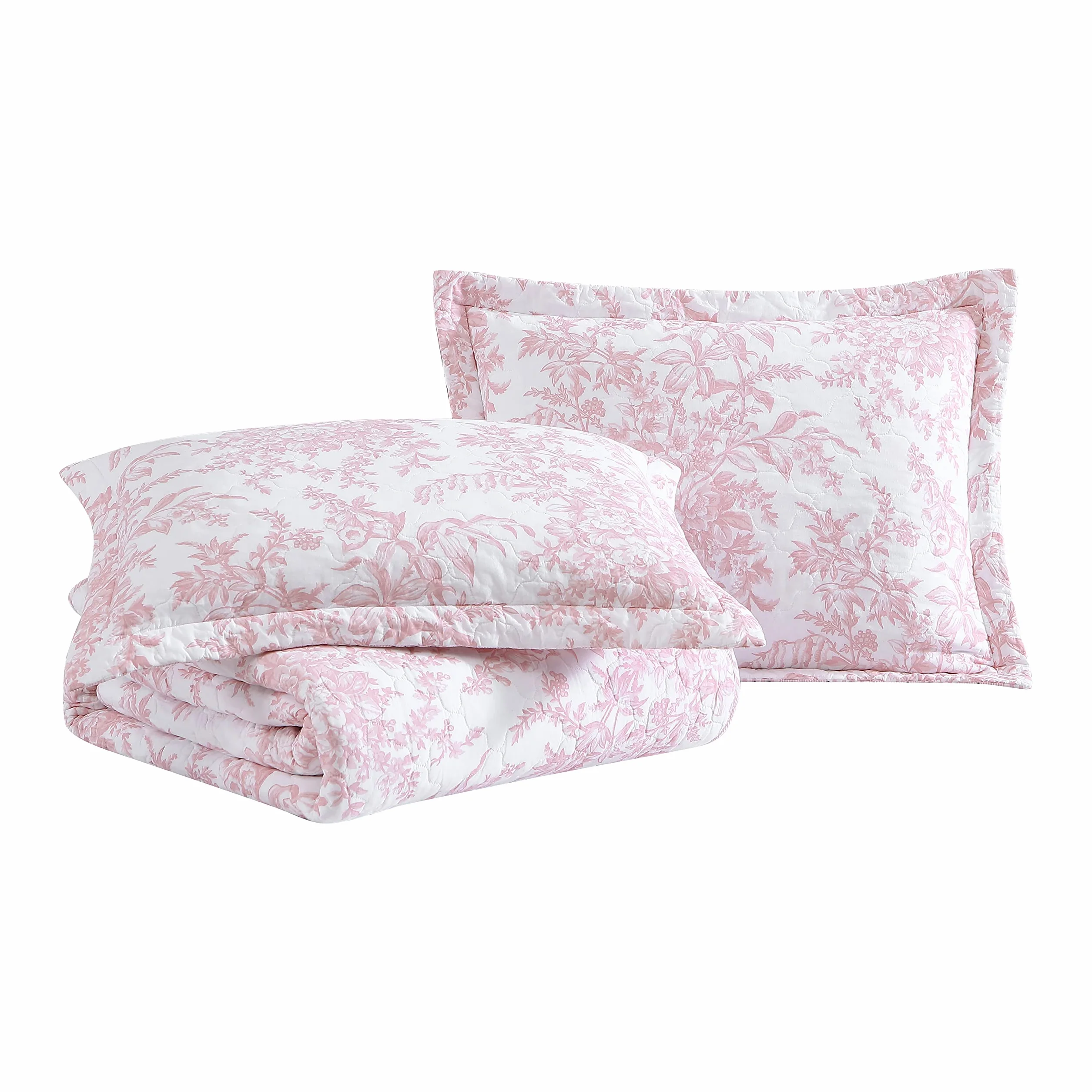 Laura Ashley Dwustronna pościel bawełniana z pasującymi poszewkami, lekka dekoracja domu na wszystkie pory roku, Bedford Pink, King