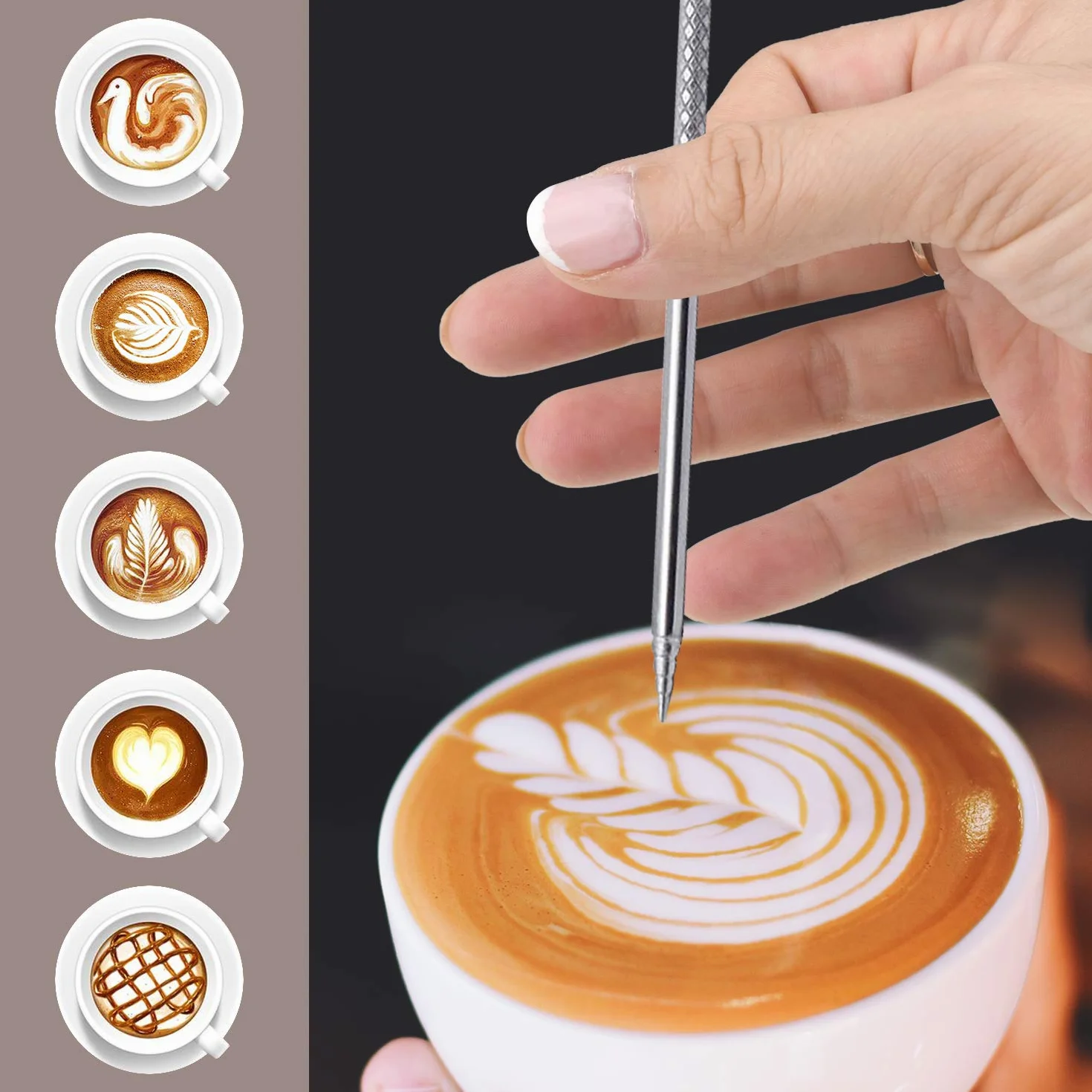 TechKen Dzbanek do Spieniania Mleka 350 ml 600 ml Latte Art Pen Czarny
