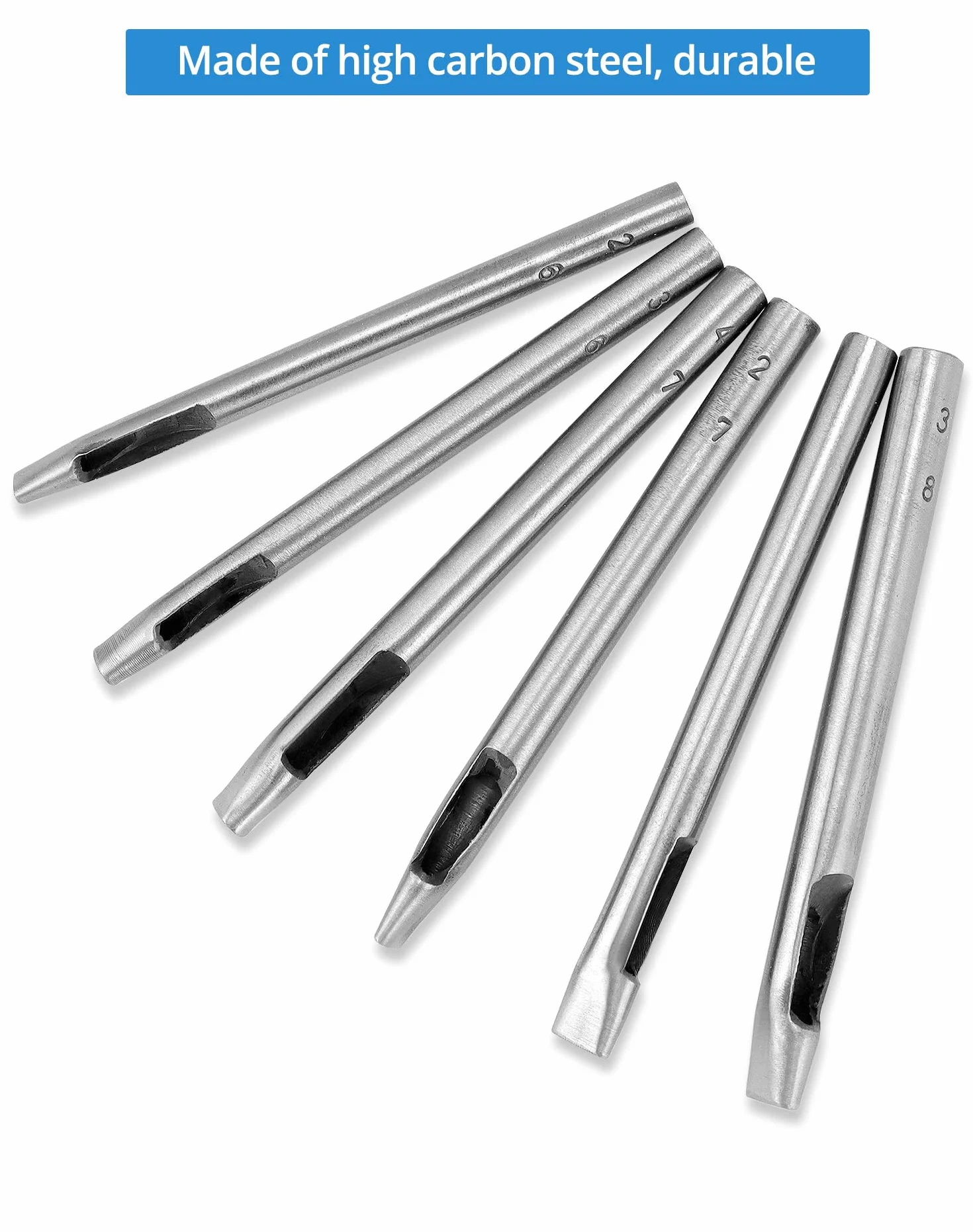 QWORK® Owalny dziurkacz do skóry, zestaw 12 sztuk, rękodzieła i projektów DIY