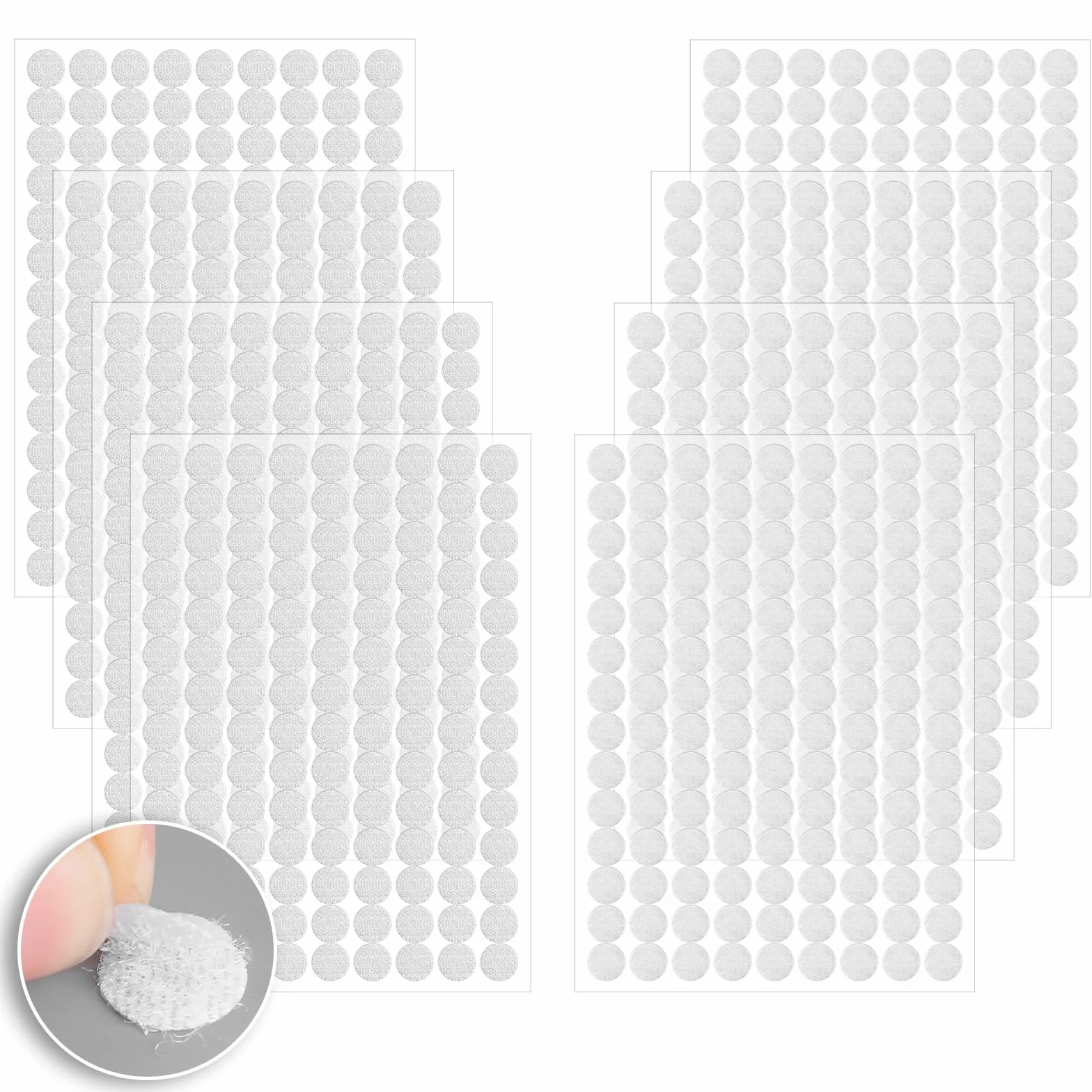 Sibba Samoprzylepne kropki, 1008 szt., samoprzylepne kropki, taśmy z haczykami i pętelkami, średnica 10 mm, nylonowa taśma klejąca, wodoodporne taśmy klejące, dwustronne paski do biura domu (504 pary)