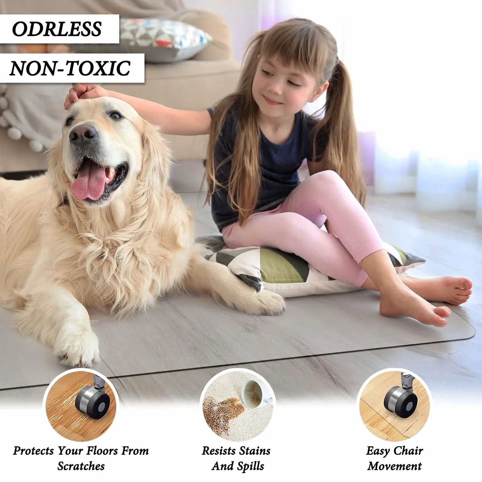 Clear Chair Mat For Hard Floors Anti-Slip Office Chair Mat 140x200cm Transparent Floor Protection
