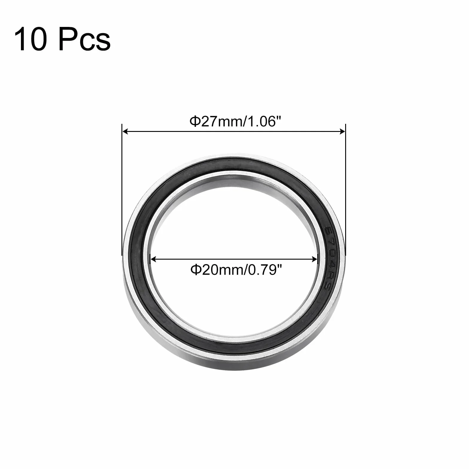 sourcing map 10 sztuk 6704-2RS łożyska kulkowe rowkowe ze stali chromowej, podwójnie uszczelnione gumą łożysko 20 mm x 27 mm x 4 mm
