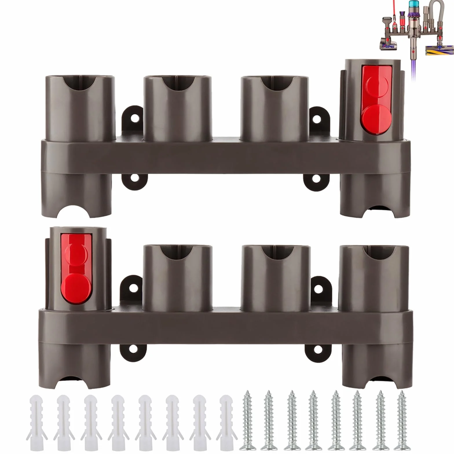RTop Uchwyt akcesoriów do odkurzacza Dyson V7 V8 V10 V11 SV10 SV11, uchwyt akcesoriów Dyson (10 gniazd do przechowywania, opakowanie 2 szt.)