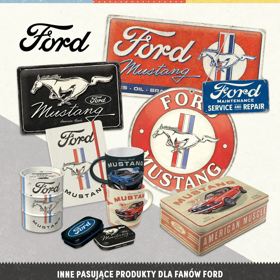 Nostalgic-Art Retro Skarbonka Ford Mustang GT 1967 Motor Oil 600 ml Metalowa Styl Vintage
