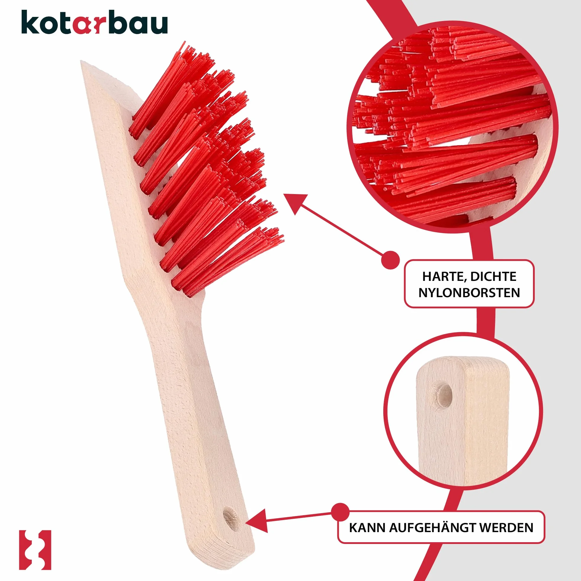 KOTARBAU® Szczotka do czyszczenia kosiarek Drewno i nylon 300 mm
