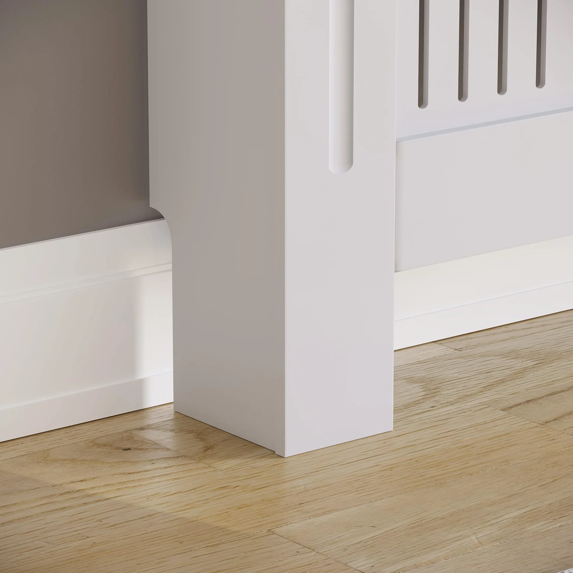 Vida Designs Chelsea Regulowana osłona chłodnicy nowoczesne listwy grillowe białe (H: 82/W: 140-204/D: 20,5 cm)