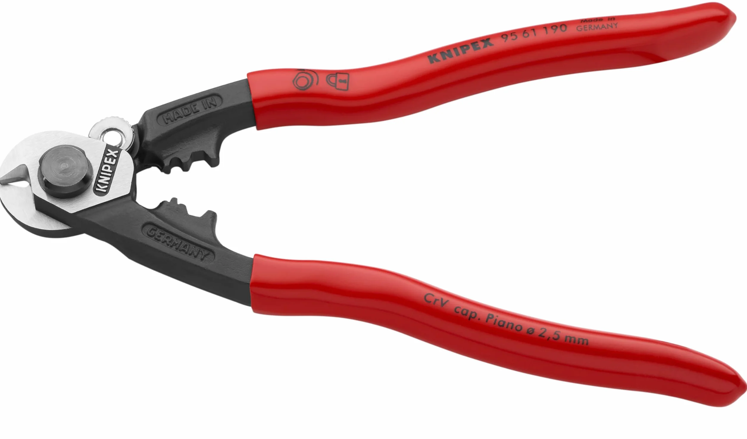 KNIPEX Nożyce do lin stalowych kute z tworzywa sztucznego, powlekane 190 mm, 95 61 190