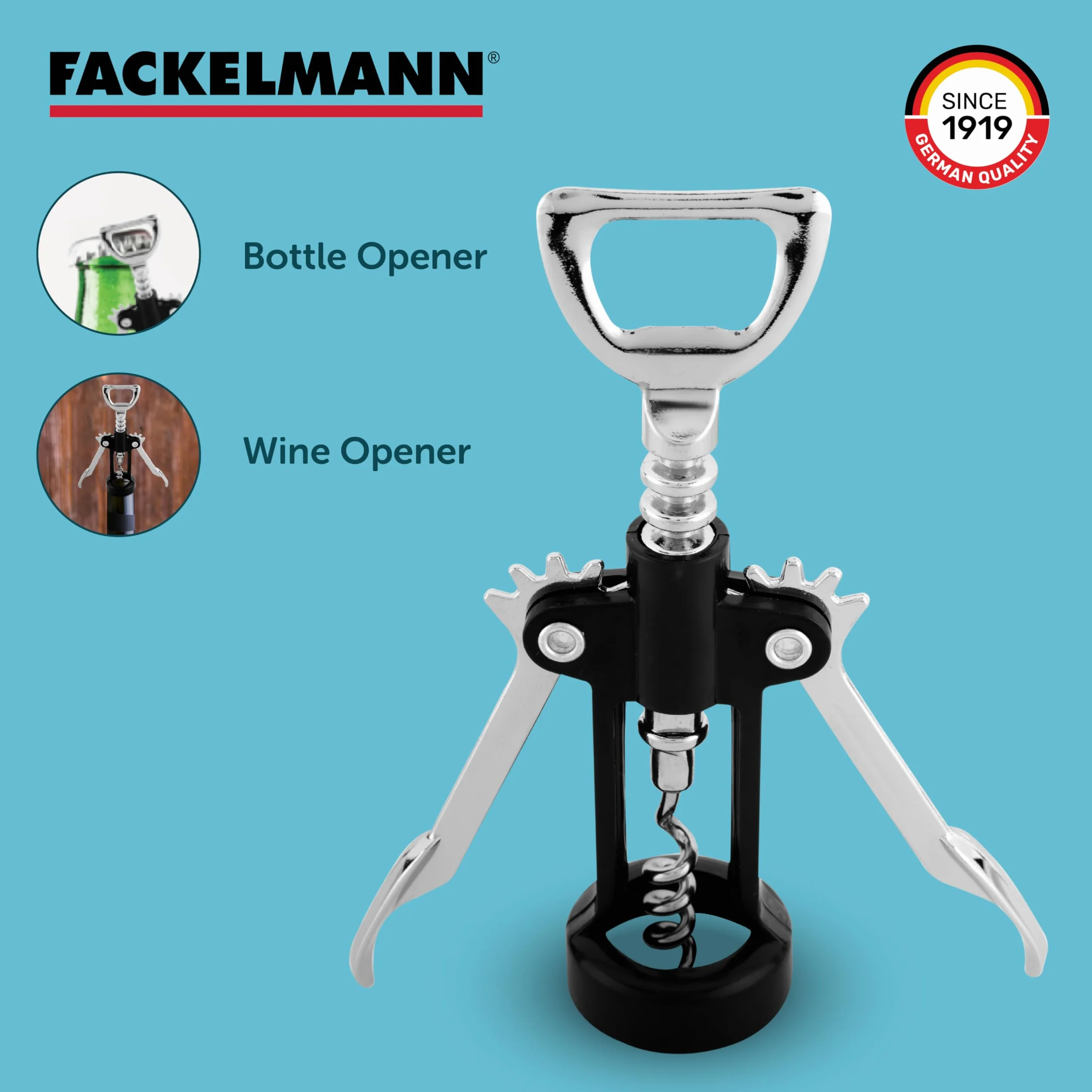 Korkociąg z dźwignią Fackelmann czarny