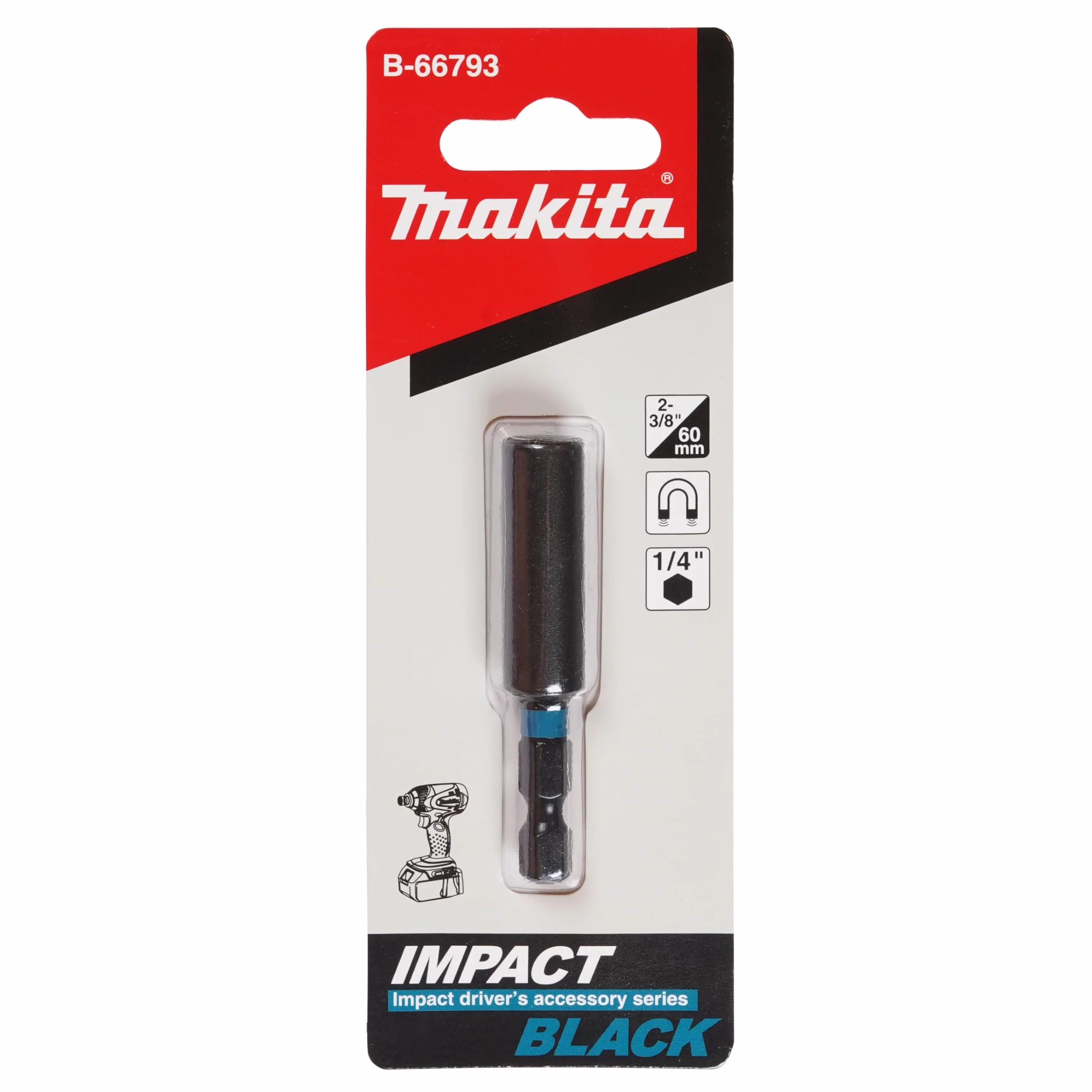 Makita B-66793, uchwyt do bitów 1/4" Mag, 145 x 50 x 12 mm