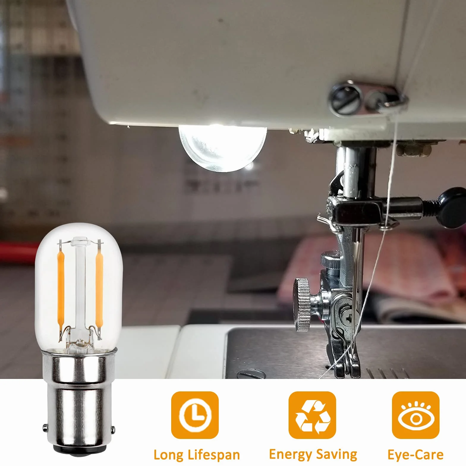 Akynite LED B15D 230V Żarówka Do Maszyny Do Szycia, Podwójny Kontakt, 2W Zastępuje 15W, Zimna Biel 6000K, 150lm, Bez Możliwości Ściemniania, Bagnetowa Mała