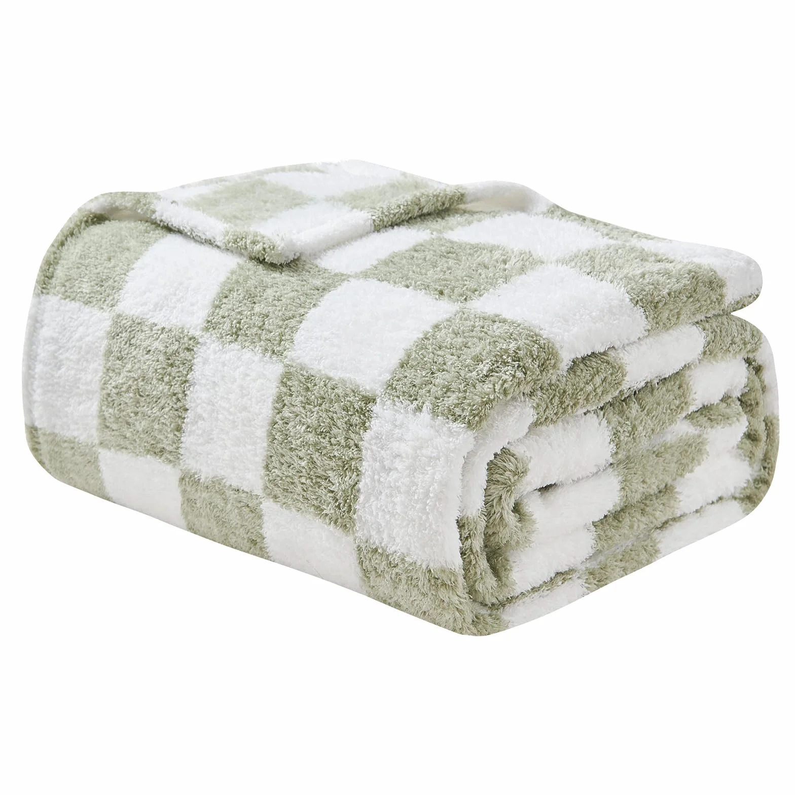 EMME Koc w kratę twin size 150 x 200 cm – zielony, miękki i puszysty koc dzianinowy z wzorem na kanapę, sofę, fotel, łóżko, do campingu, na piknik i w podróż