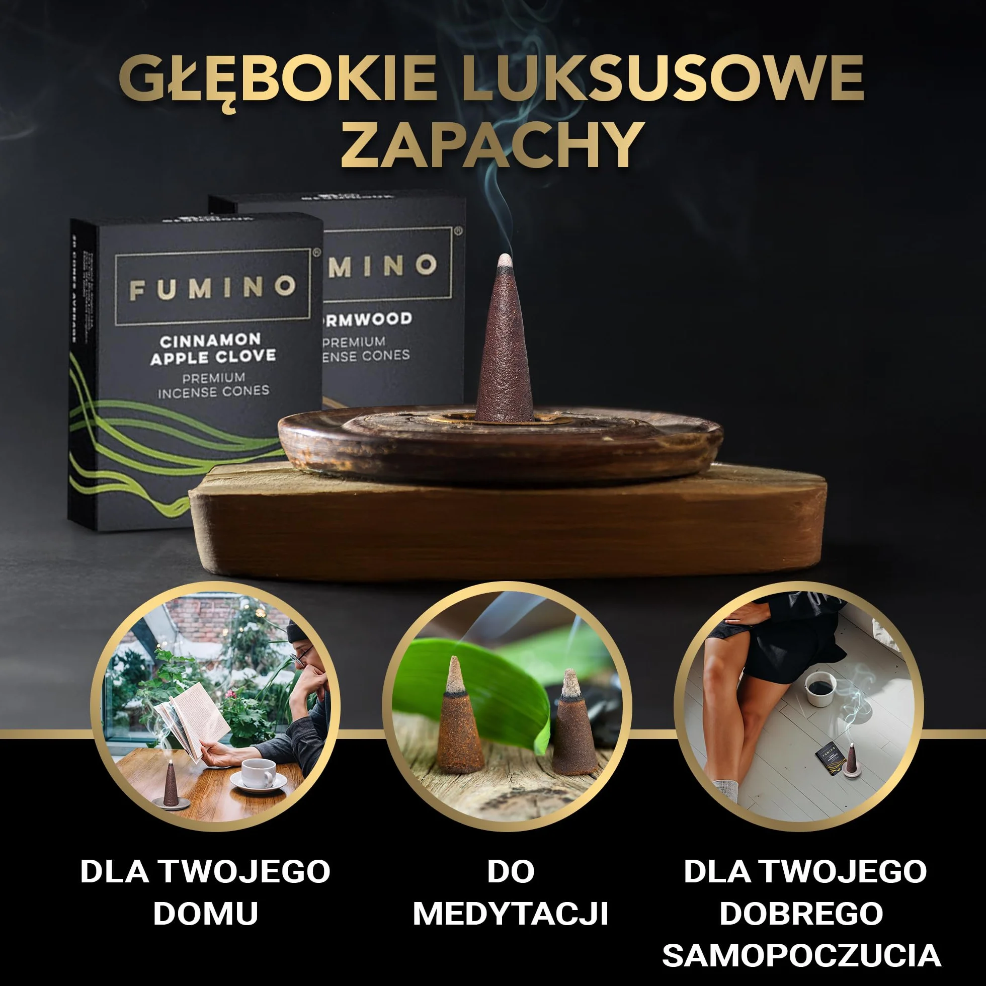 Fumino® Zapach Oudh – świeże kadzidełka stożkowe, 15 sztuk w opakowaniu, Masala Agarbatti Joss, zapach do relaksu i medytacji, dekoracja domu