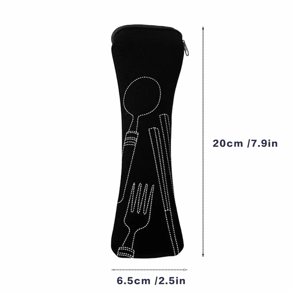 Torba na sztućce 2 szt. (24 x 6,5 cm) przenośna torba z zamkiem błyskawicznym do podróży, kempingu i szkoły