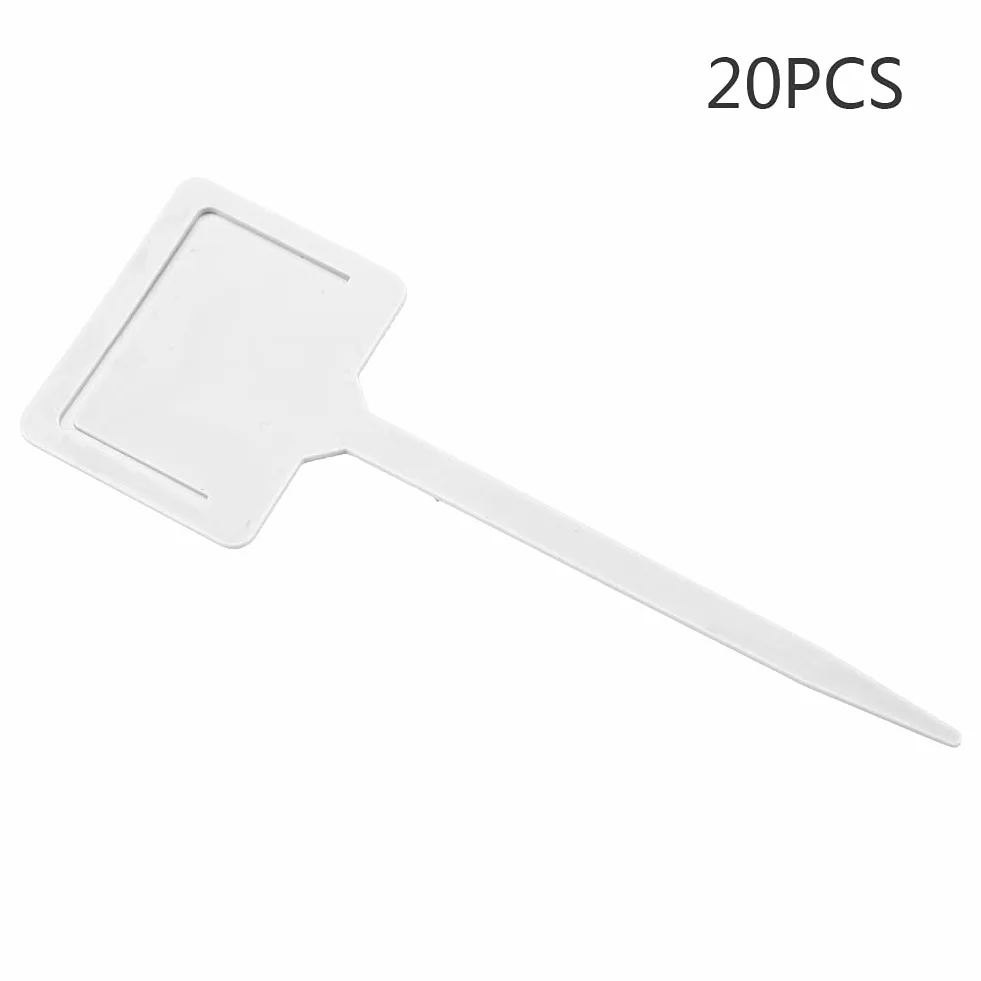 20 szt. Trwałe Etykiety z PVC dla Roślin Ogrodowych do Szkółki Kwiatów z Palikami, do Narzędzia Przechowywania Nasion w Ogrodzie, Rozpoznawania Odmian Roślin (WHITE)