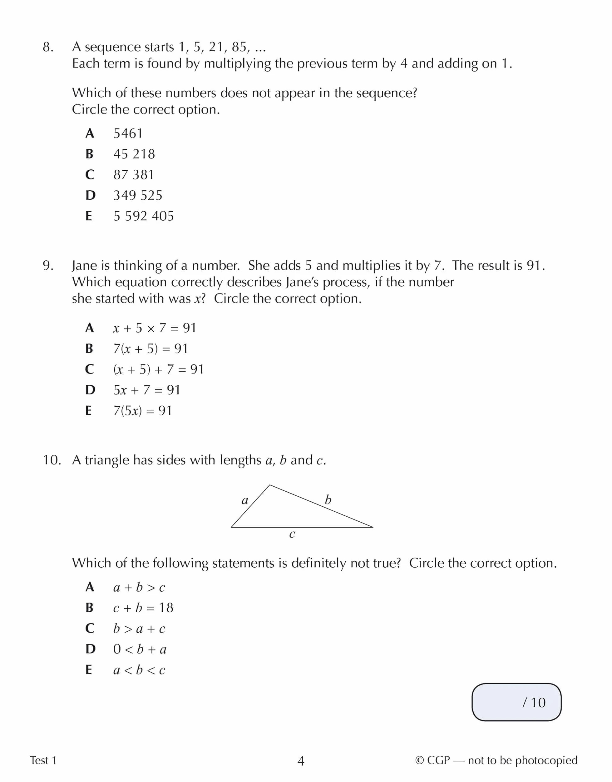 11+ GL 10-Minute Tests: Maths - Ages 10-11 Book 1 (with Online Edition)