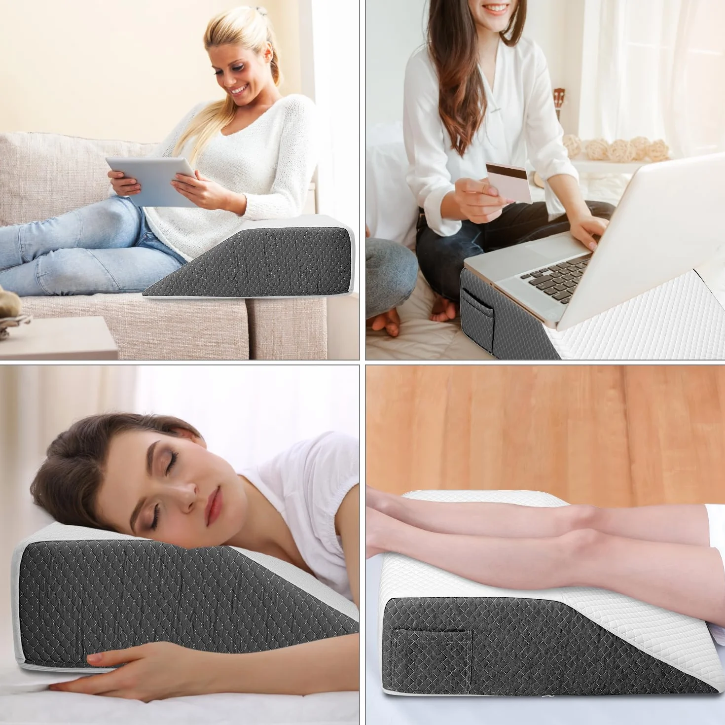 QWORK Poduszka na nogę, ergonomiczna poduszka do podnoszenia nóg, poduszka z pianki z pamięcią kształtu