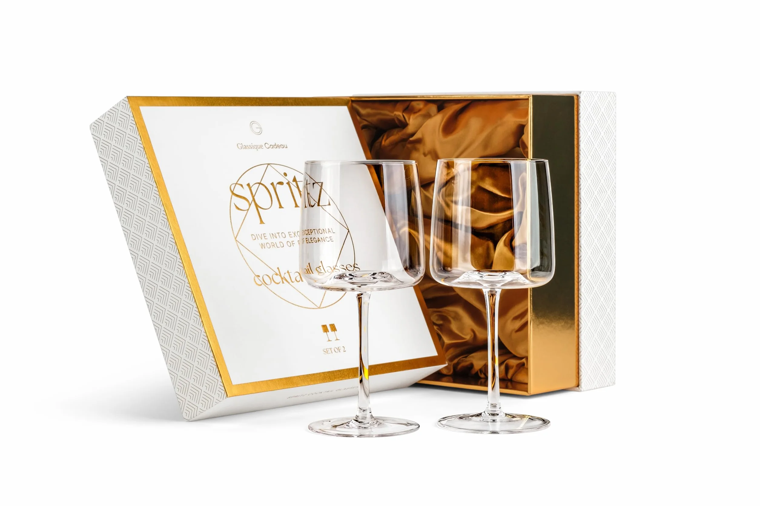 Aperol Spritz szklanki 450 ml | zestaw 2 szt. | eleganckie kryształowe szklanki z długim trzonkiem do rozpylania aperiolu, limoncello, rozprysków koktajli | nowoczesne szklanki aperitif i aperitif