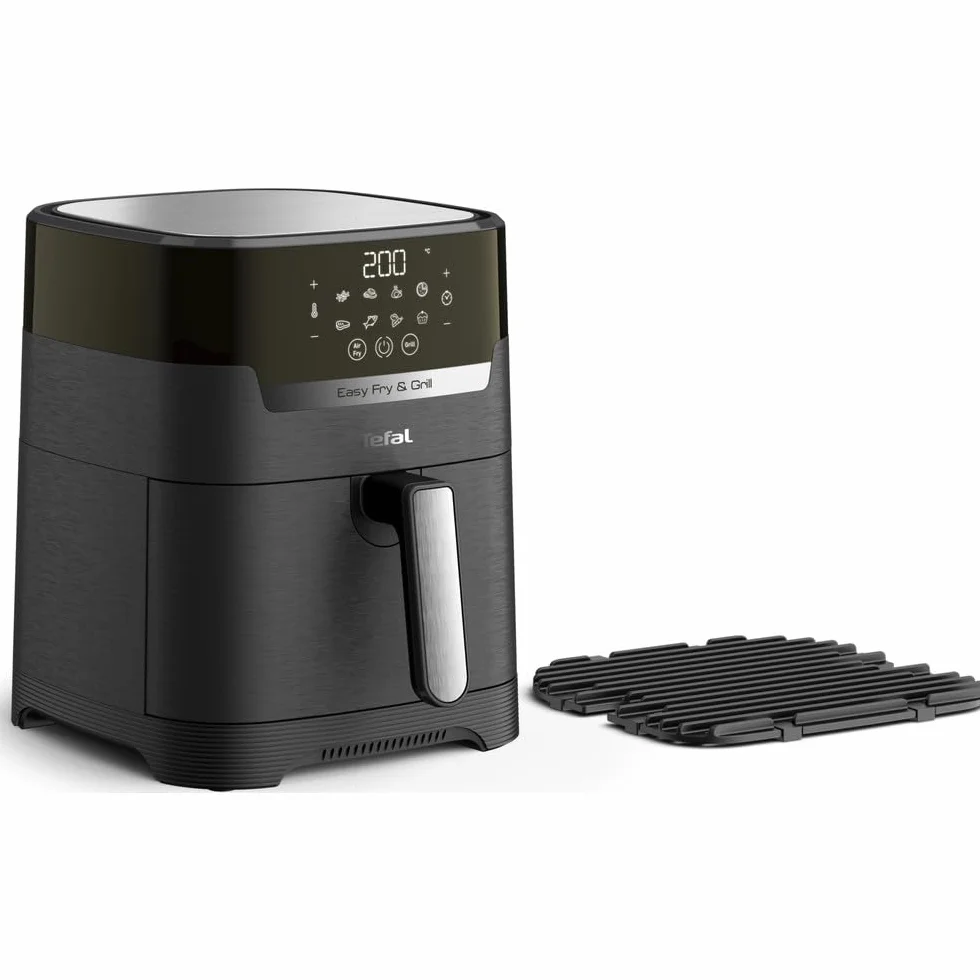 TEFAL EY505815 Easy Fry&Grill Frytkownica beztłuszczowa 2w1, moc 1550 W, smażenie, grillowanie, cyfrowy wyświetlacz, 8 automatycznych programów, regulacja temperatury, pojemność 4,2L, czarny