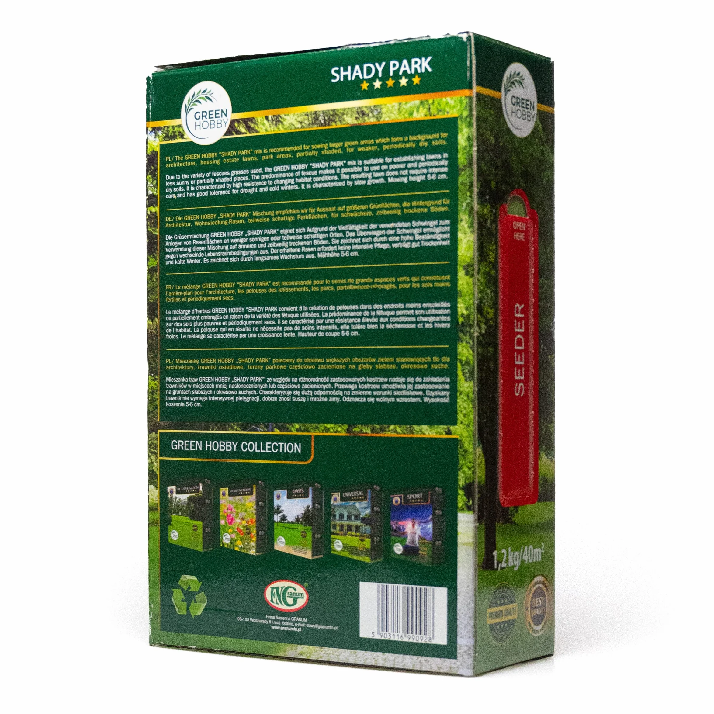Nasiona Trawnika Trawnik Cieniolubny Odporny Na Suszę Mrozoodporny Intensywna Zieleń 1,2 kg Shady Park