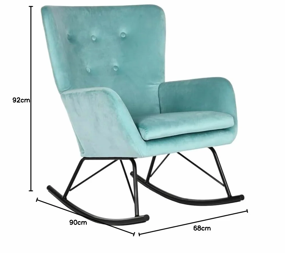Fotel bujany czarny błękitny poliester metal 68 x 90 x 92 cm
