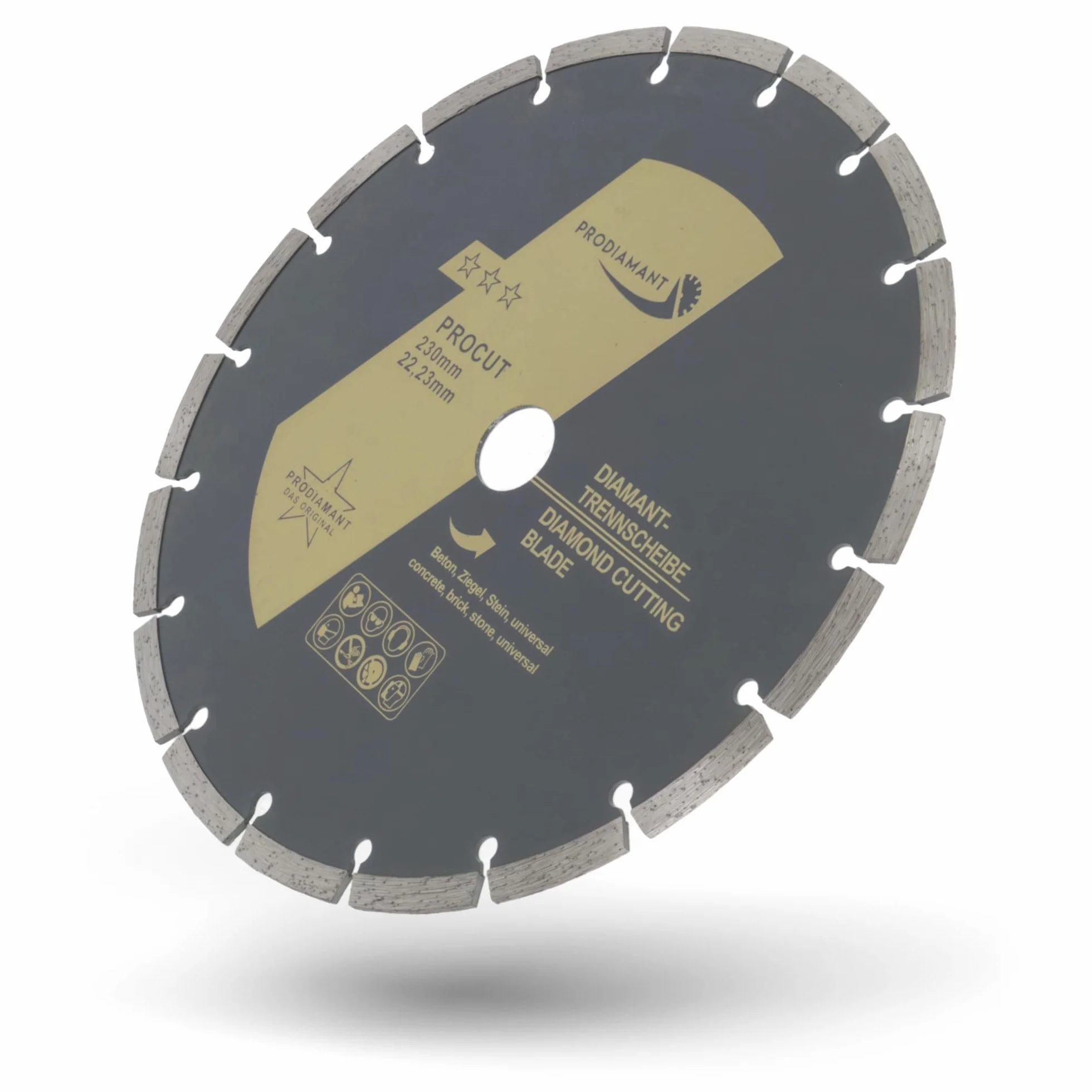 PRODIAMANT Diamentowa tarcza tnąca 230 mm, uniwersalna tarcza tnąca do kamienia, betonu, granitu, muru, cegły, akcesoria szlifierki kątowej