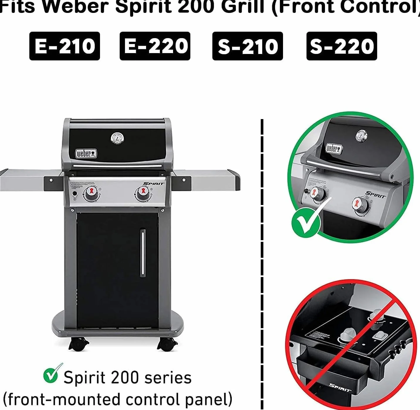 Denmay 7637 żeliwna płyta grillowa 44,4 x 26 cm do grilla gazowego Weber Spirit I II E210 E220 S210 S220 (z przednimi przyciskami sterowania), części zamienne do płyty grillowej Weber Spirit I II 200
