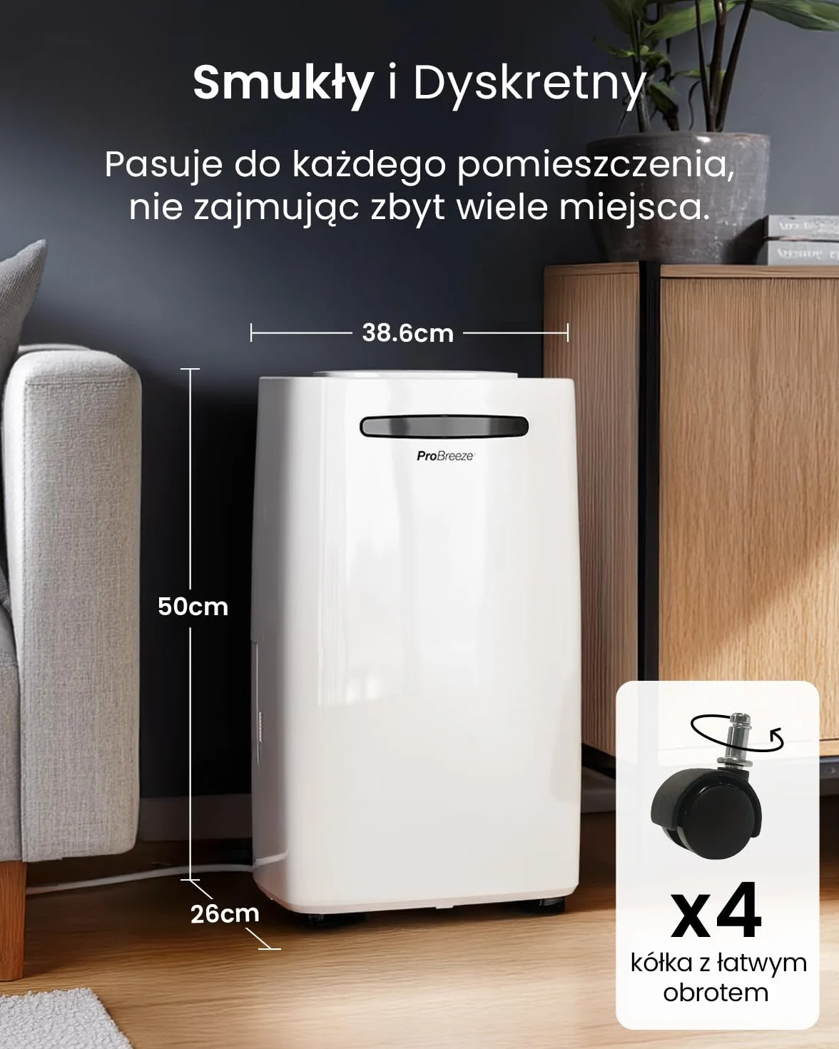 Osuszacz powietrza Pro Breeze 20 l/dobę z cyfrowym wyświetlaczem wilgotności, trybem uśpienia, ciągłym odprowadzaniem wody, suszeniem prania i 24-godzinnym wyłącznikiem czasowym