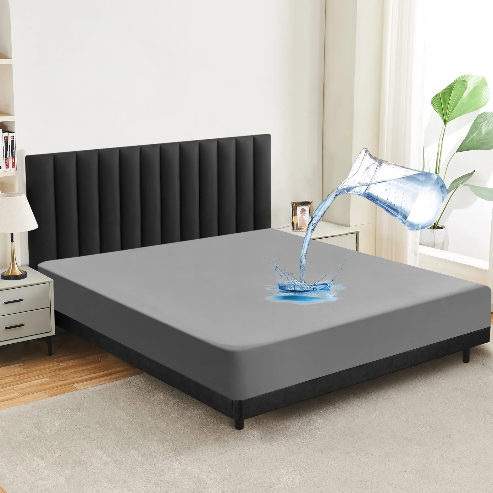 Wodoszczelny ochraniacz na materac, 140 x 200 cm, prześcieradło z gumką, oddychające nakładka na materac, prześcieradło, wysokiej jakości prześcieradło z gumką, podkładka przeciw nietrzymaniu