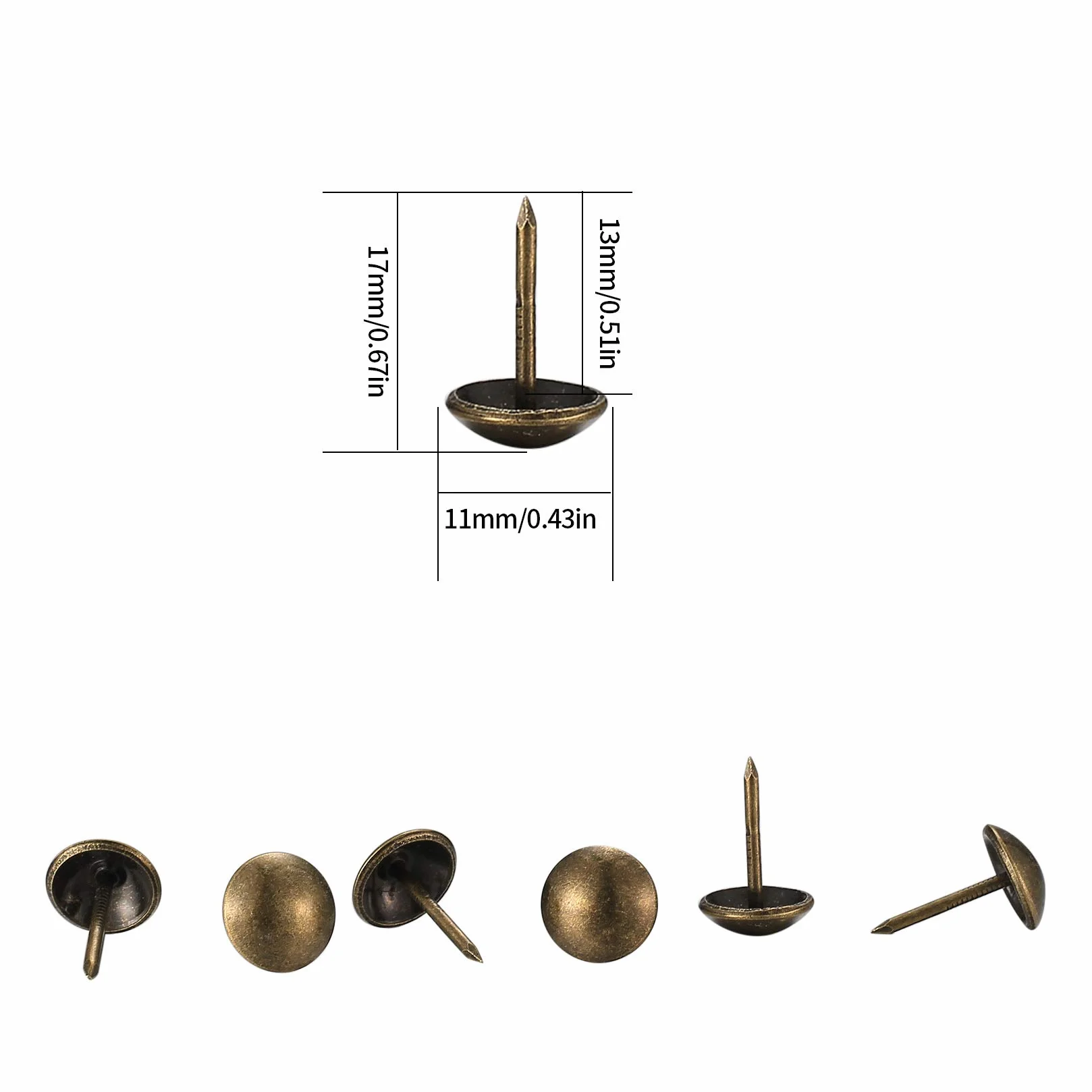 320 sztuk gwoździ tapicerskich, pinezki do tapicerki, gwoździe do mebli w stylu vintage, do foteli, mebli, łóżka, gwoździe dekoracyjne – 11 x 17 mm (brązowe)