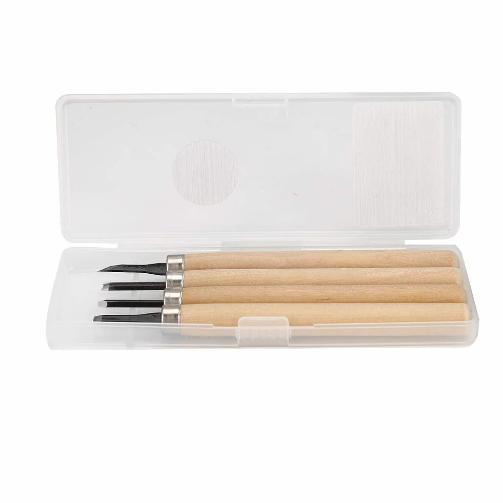 Holz Messer, Tools Set, 4?PCS professionelle Messer Manuelle Spitzer Gummi Stempel Messer Carving Tools Set