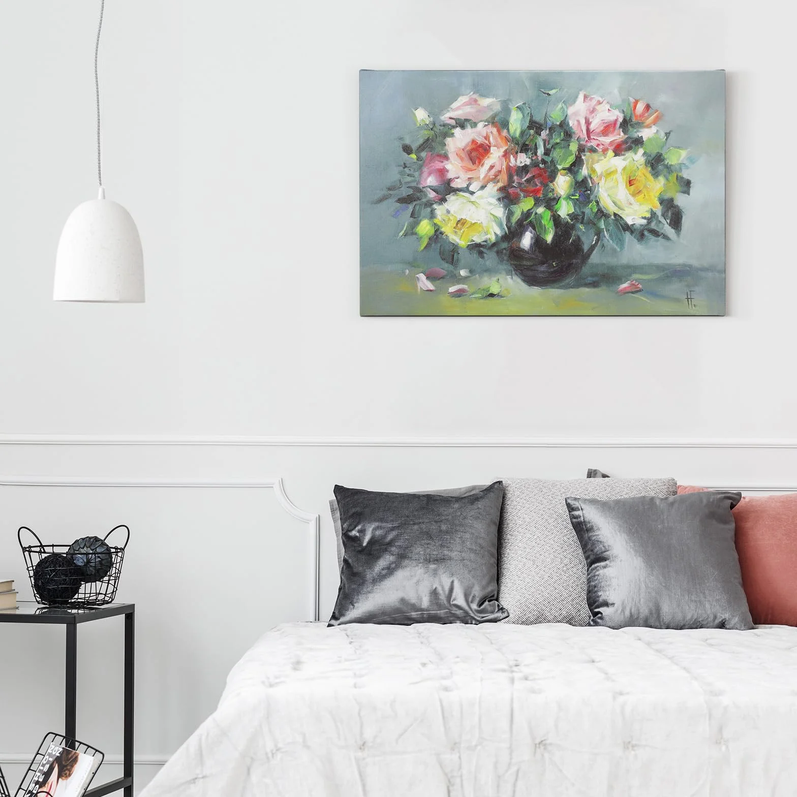 JBER Obraz olejny na płótnie 3D, sypialnia, salon, dekoracja stołu, piękny prezent, obraz olejny na płótnie - 60 x 40 cm (kwiat-03)