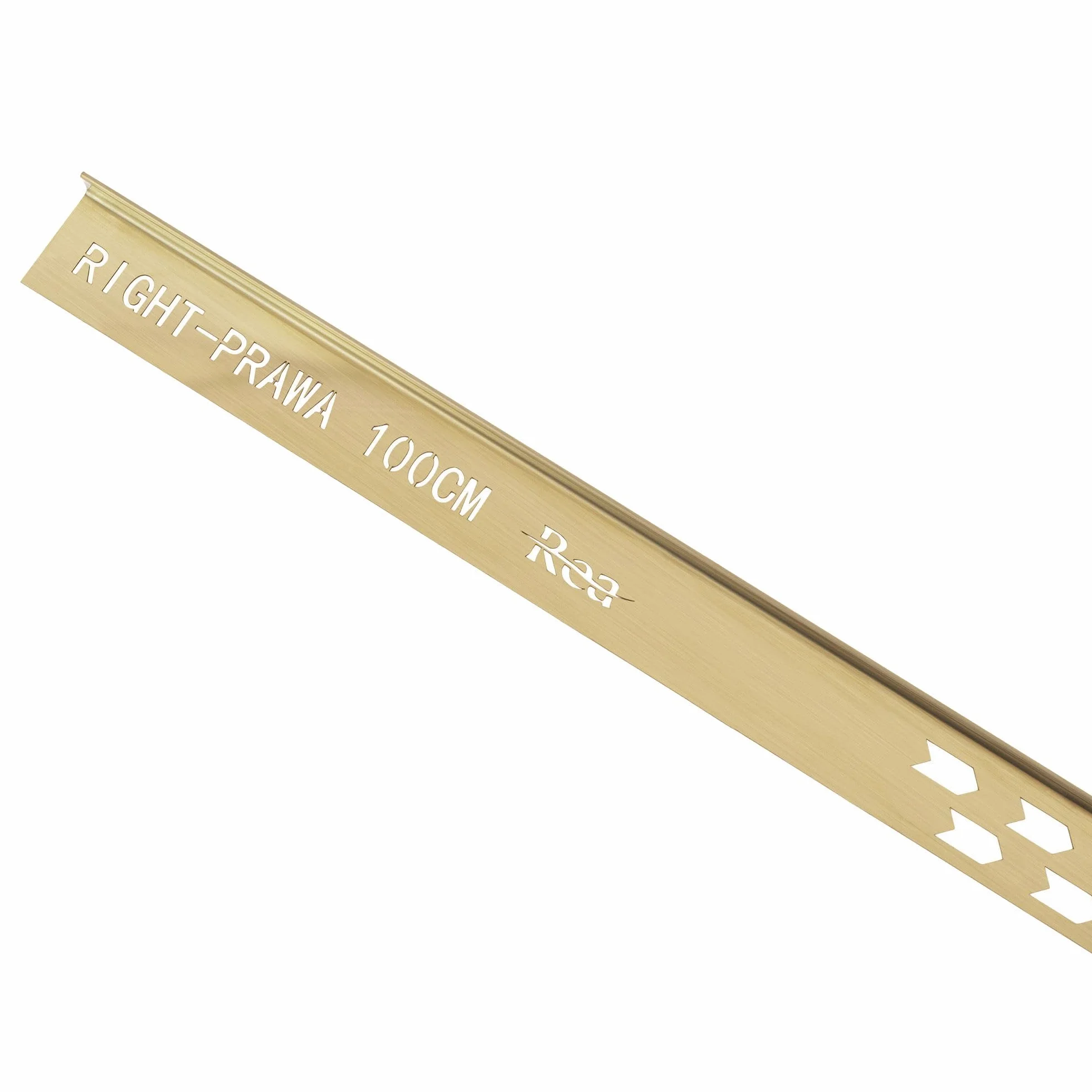 Rea 100cm Prawa Listwa spadkowa do brodzika Złota Szczotkowana, Wykonana z wysokiej jakości metalu - 100X3,7X2,2CM