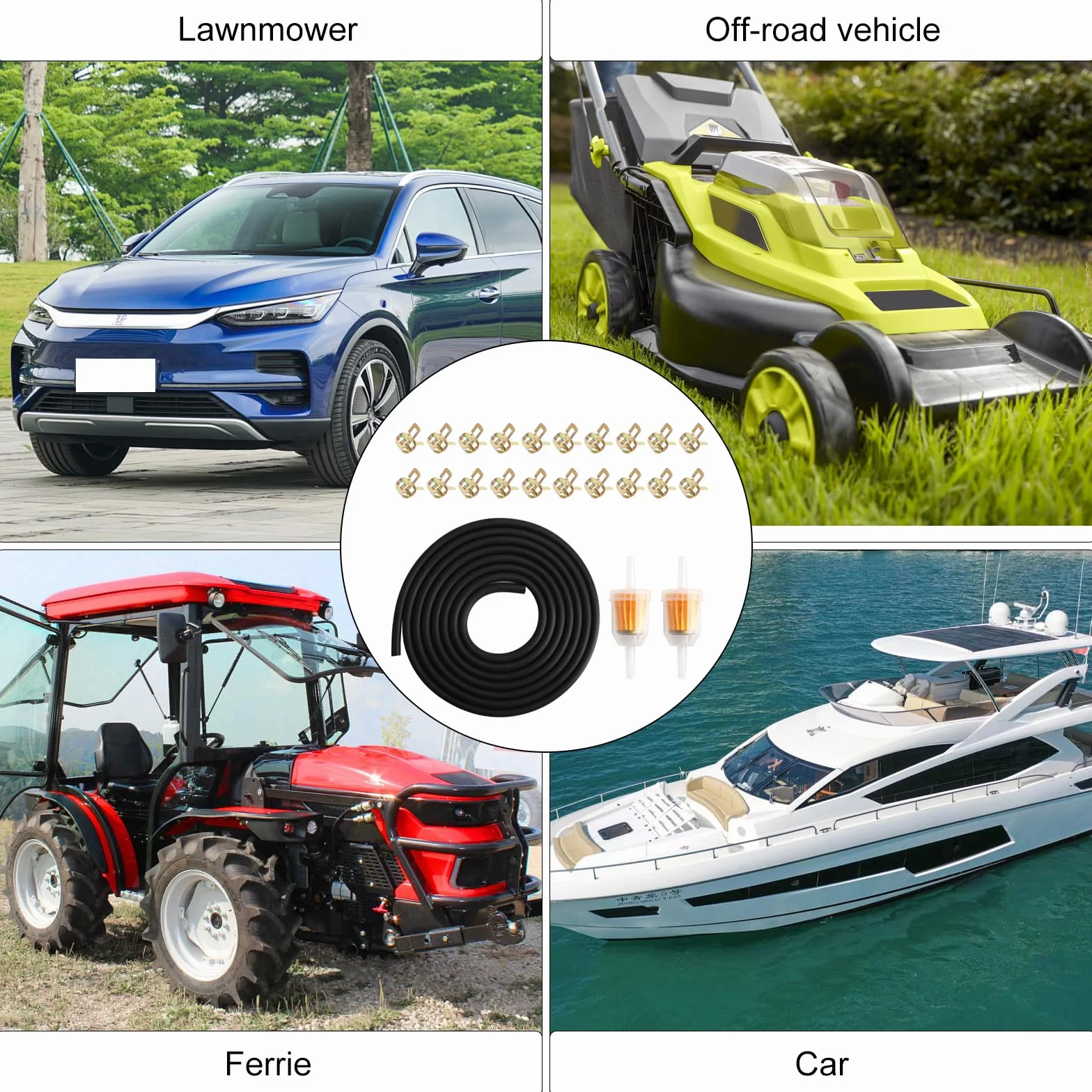 Wąż paliwowy 5 mm, 3 m przewód paliwowy, wąż paliwowy do motocykli Diesla do kosiarki do trawy, motocykla, samochodu, traktora, małych silników z 20 opaskami zaciskowymi do węża i 2 filtrami