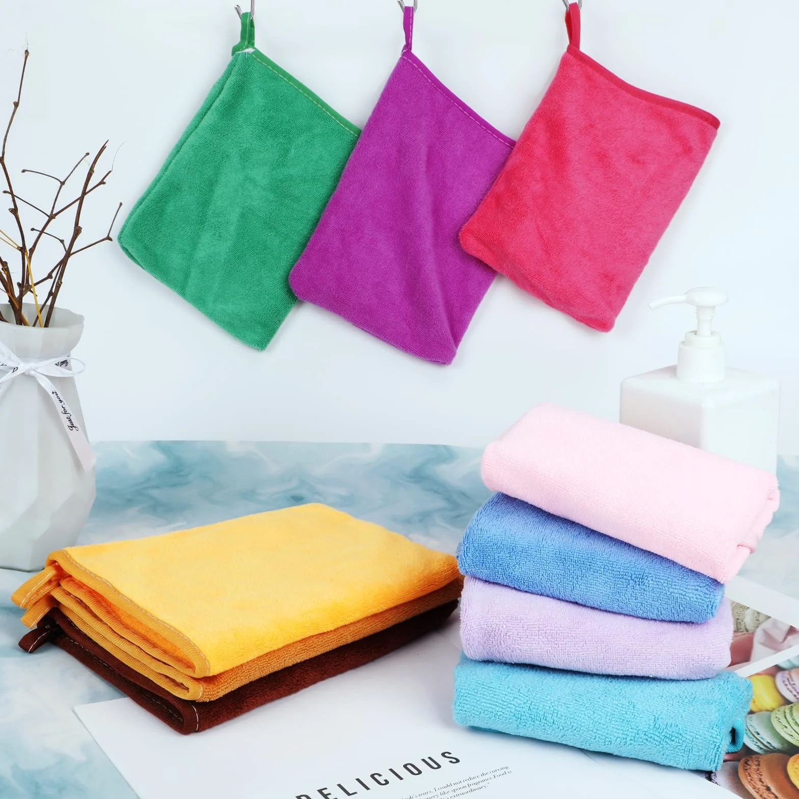 Zestaw małych ręczników z mikrofibry 10 sztuk 21x15 cm do twarzy i ciała