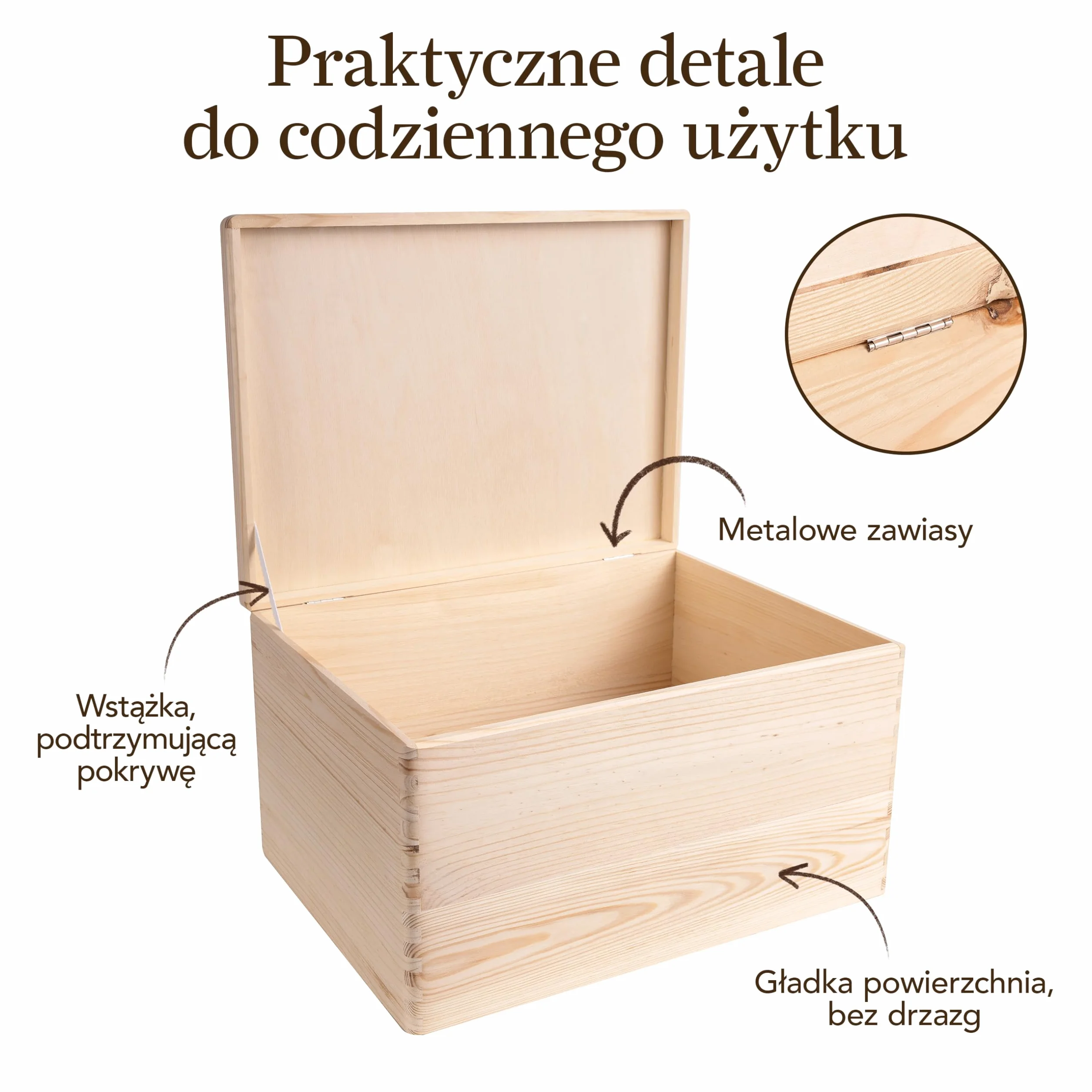 Creative Deco XXL Duże Drewniane Pudełko z Pokrywą do Dekoracji | 40 x 30 x 24 cm (+/- 1 cm) | Bez Uchwytów | Niemalowana Skrzynia z Drewna na Wielkanoc, Zabawki, Narzędzia | SUROWE i NIEOSZLIFOWANE