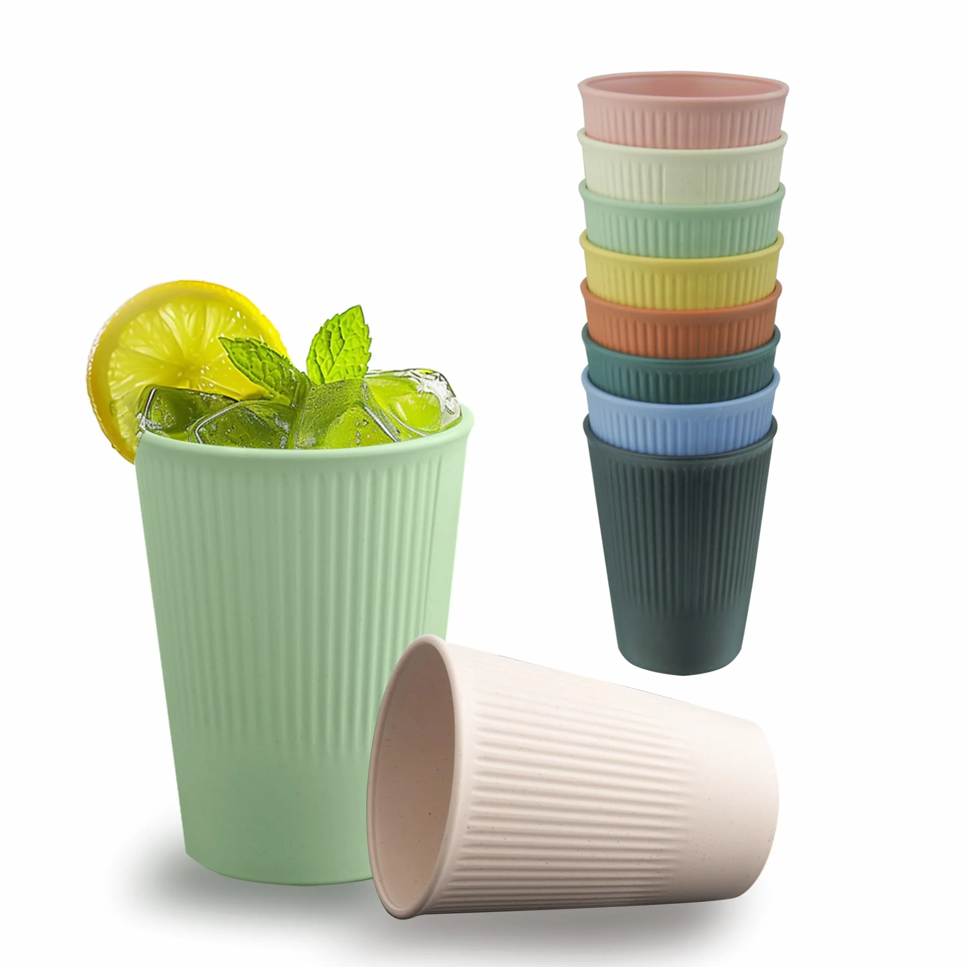 Plastikowe szklanki 8-Pack Zestaw żywe kolory Bezpieczne do picia dla dzieci i dorosłych