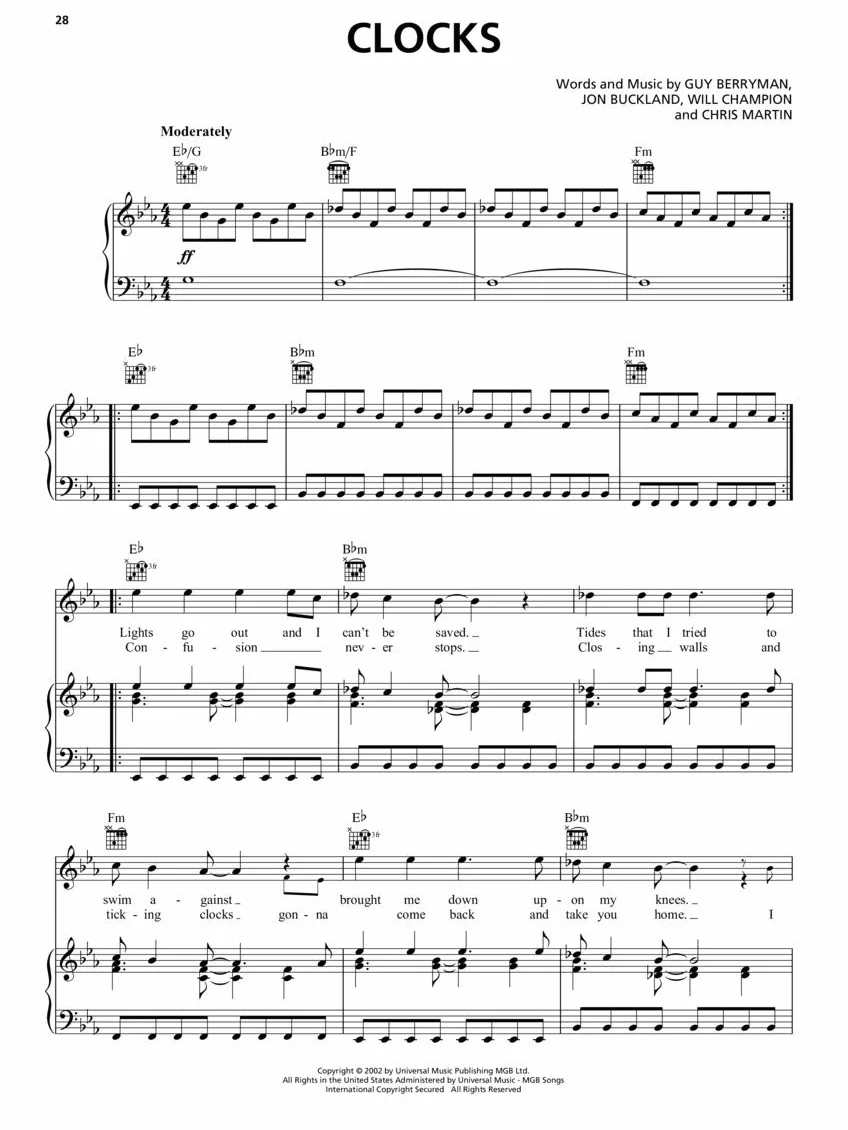 Coldplay Sheet Music Collection: Piano-Vocal-Guitar