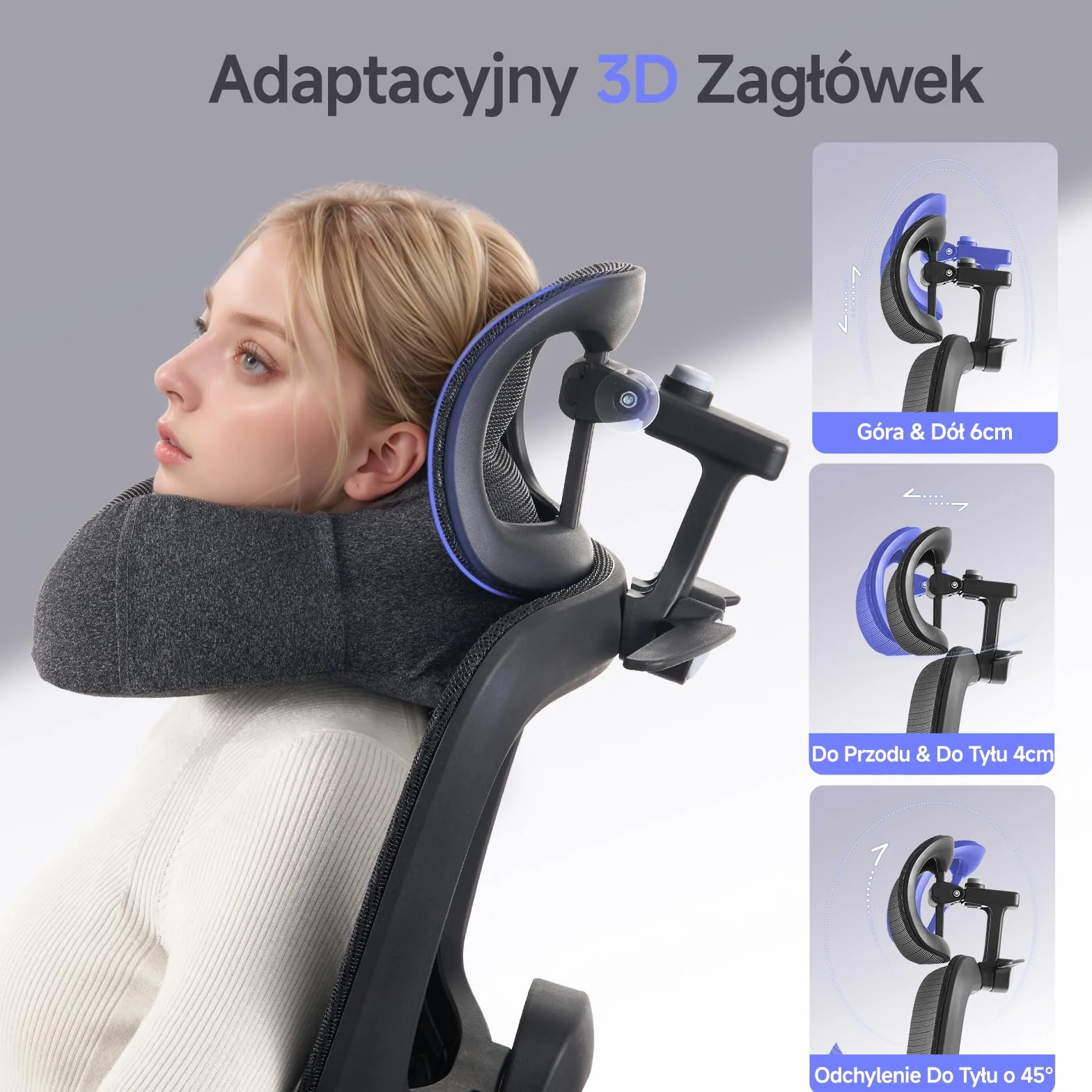 LarkLeaves Ergonomiczne Krzesło Biurowe z Podnóżkiem, 5-Stopniowe Regulowane Oparcie, 2D Podparcie Lędźwiowe, 3D Podłokietniki, Siatka z Poduszką na Szyję i Gumowe Kółka, Odchylenie 145°, Czarne
