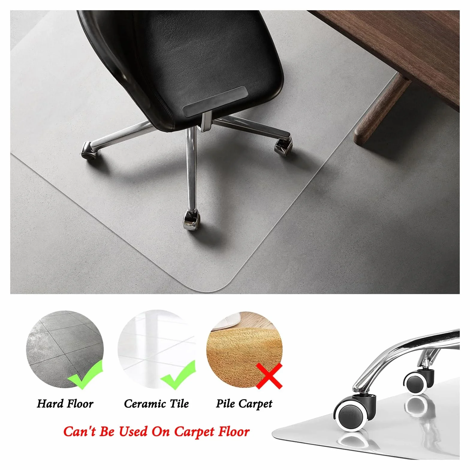Clear Chair Mat For Hard Floors Anti-Slip Office Chair Mat 140x200cm Transparent Floor Protection
