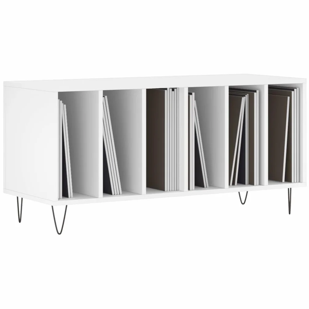 ShGaxin Szafka dyskowa Sklejka biała 100x38x48 cm, półka CD, gramofon, szafka na płyty, szafka winylowa, szafka gramofonowa - 831748