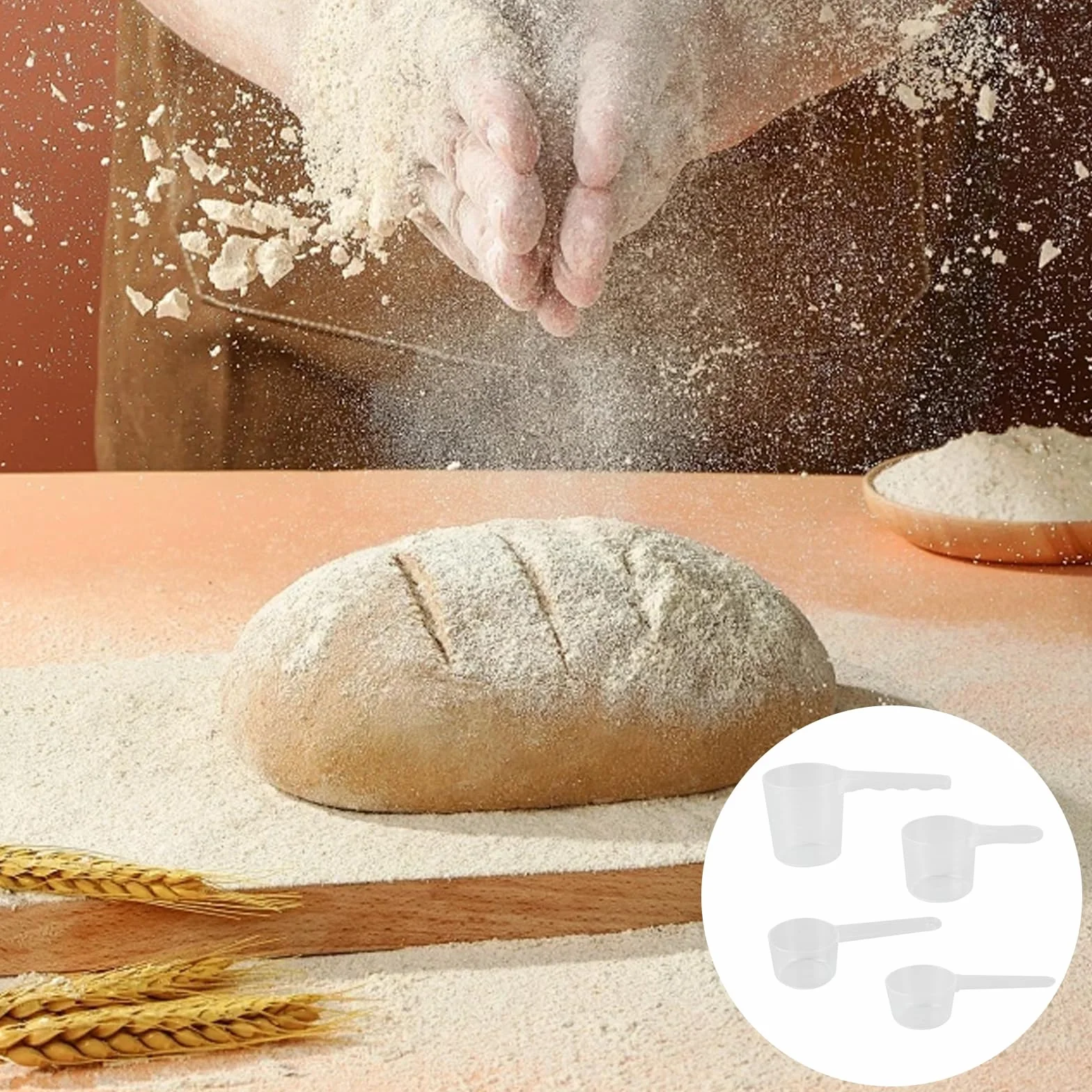 4 szt. Łyżka z dozownikiem, łyżki miarki, 40 ml, 50 ml, 70 ml, 100 ml łyżki przezroczyste plastikowe dozowniki ze skalą, łyżki kuchenne miarki do białka w proszku mąki