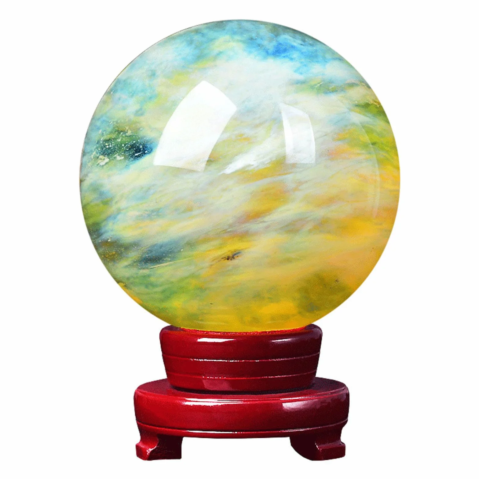 Naturalna Kryształowa Kula Żółta Pachniała Kula Kryształu Kwarcu Polerowana Kula Wróżenia Z Podstawą Do Medytacji, Fengshui, Uzdrawiania, Kula Wróżenia, Dekoracja Wnętrz,80mm