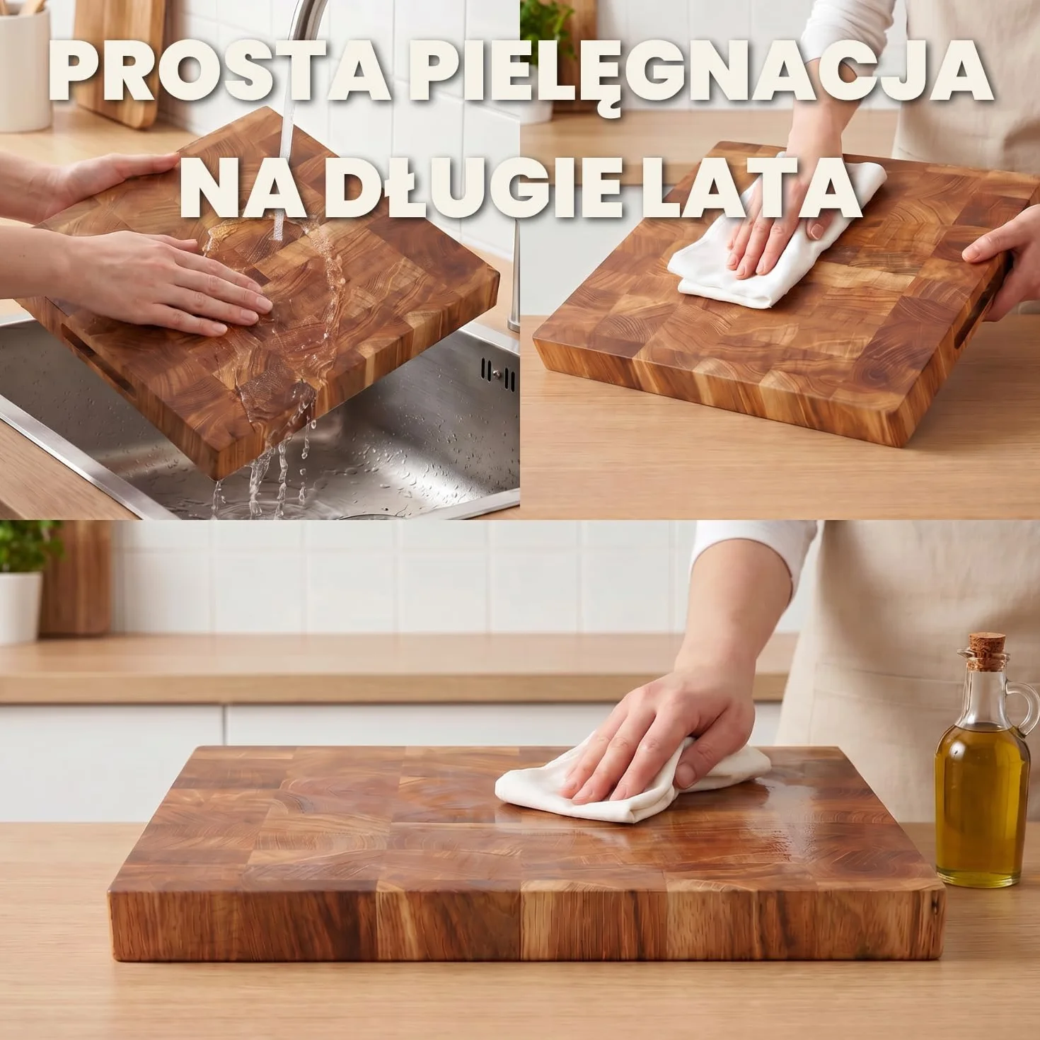 Dębowa deska do krojenia 40x30x4 cm lite drewno olejowany blok kuchenny