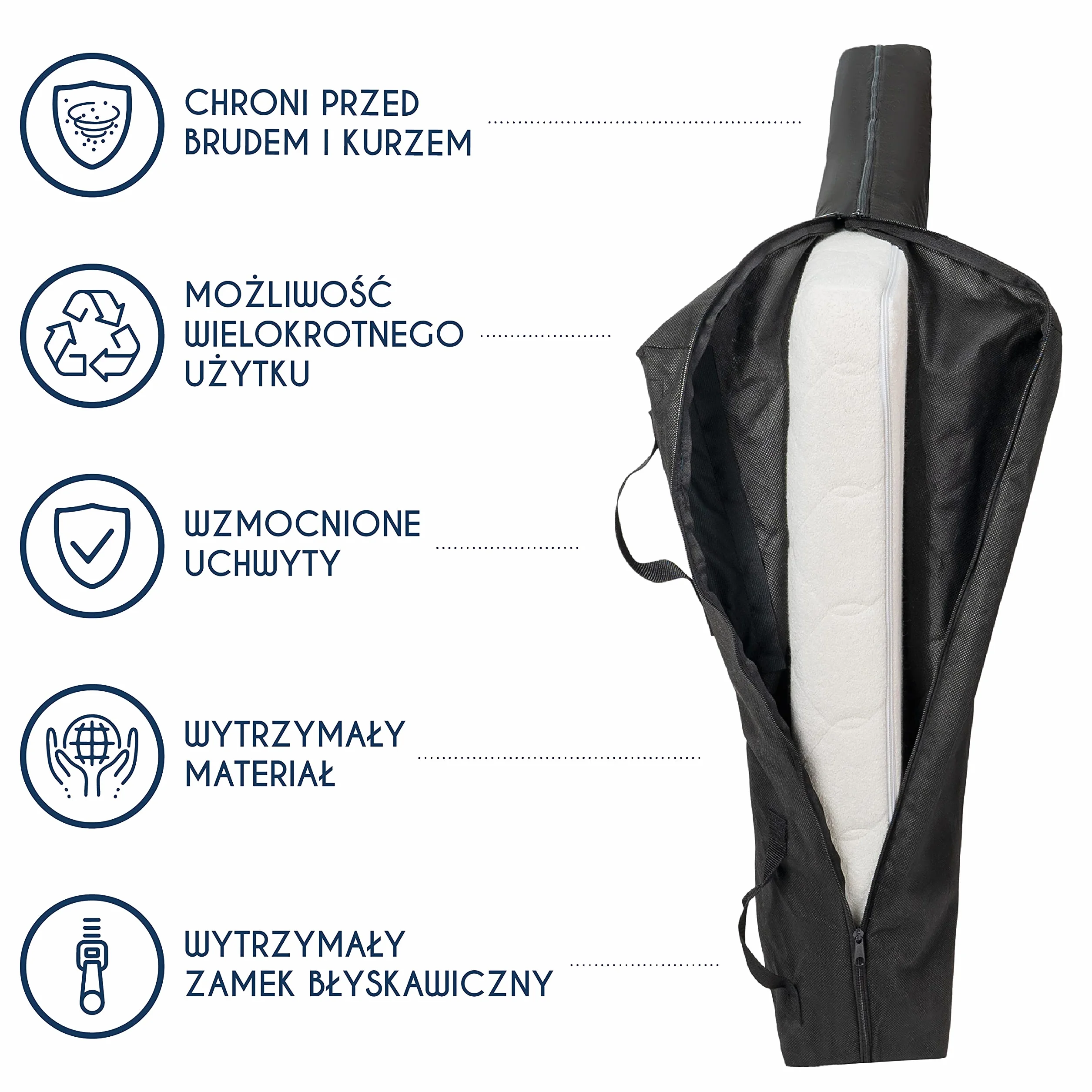 Pokrowiec na materac do przechowywania i przeprowadzki - Dla Materaca 200 X 200 (Dicke 30 cm) - 4 uchwyty i zamek błyskawiczny – kompleksowa ochrona materaca, wodoszczelna torba do przechowywania