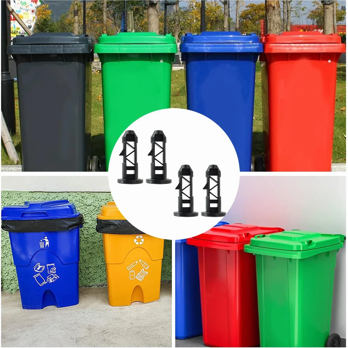 Kołki do zawiasów pokrywy kosza Wheelie, 4 szt. plastikowy zamiennik do pojemnika na odpady 240 l, klipsy do pokrywy pasują do zielonego czarnego Otto ESE UK, 68 mm x 31 mm, do domowych i