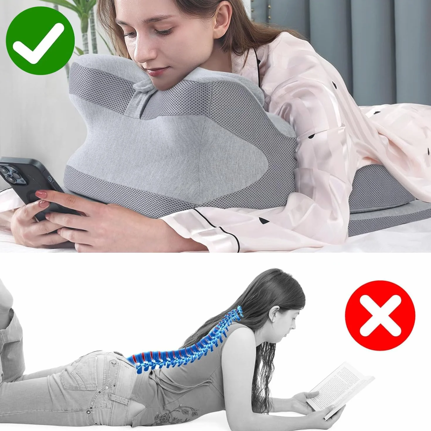 poduszka klinowa na łóżko i sofę, poduszka do czytania z pianki z pamięcią kształtu Ergonomiczna poduszka pod plecy na szyję i nogi, poduszka na nogi na refluks z pokrowcem, który można prać