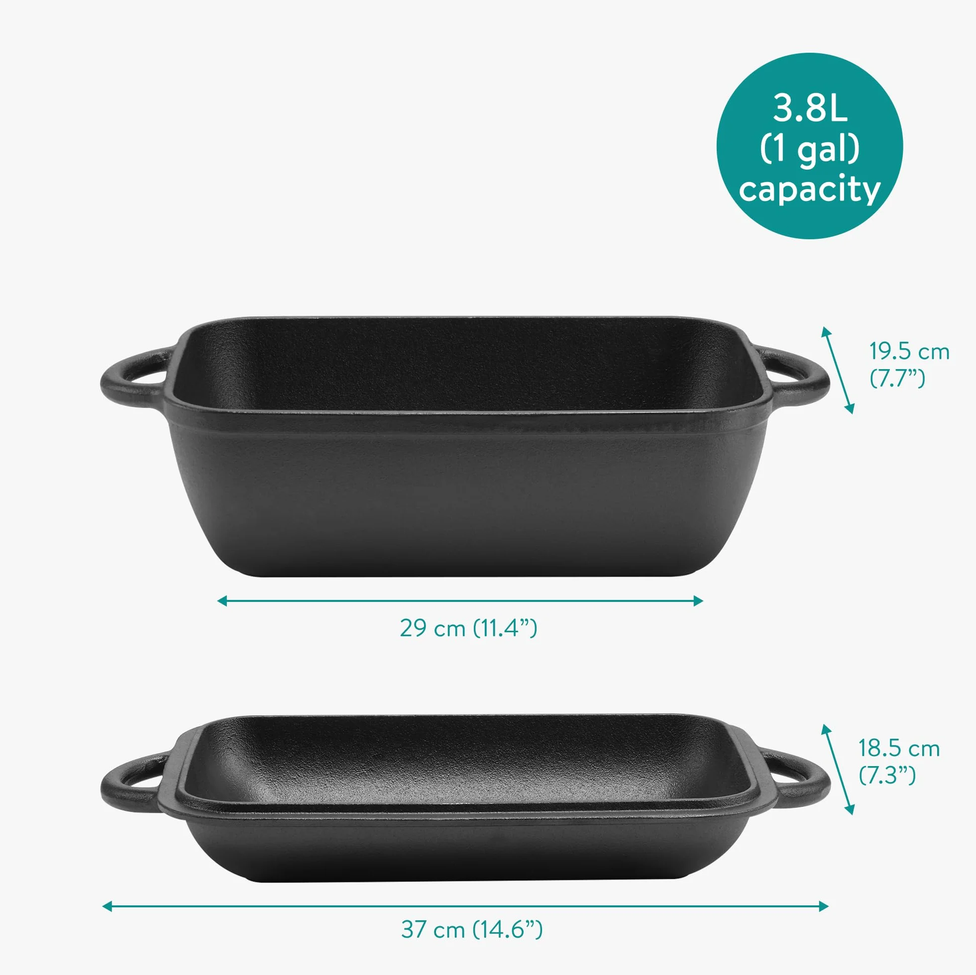 Navaris Żeliwny zestaw patelni do piekarnika 3,8 l czarna